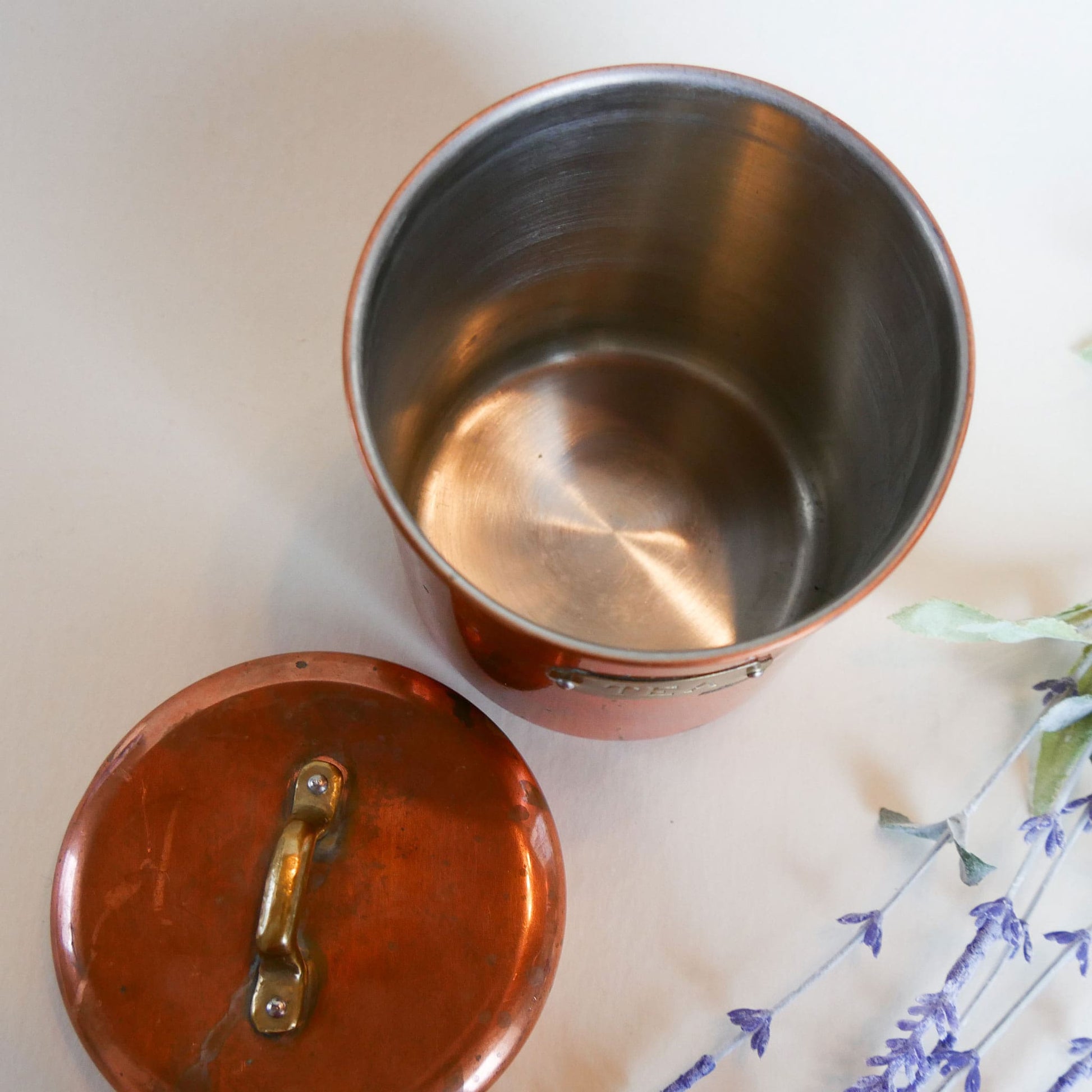 Vintage Copper Tea Canister with Label Vintage Kitchen Decor 2