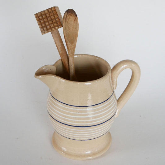 Vintage Country Living Striped Pottery Pitcher, Farmhouse Pitcher, Vintage Farmhouse Pottery Pitcher, Vintage Kitchen Decor, Vintage Cottage Decor
