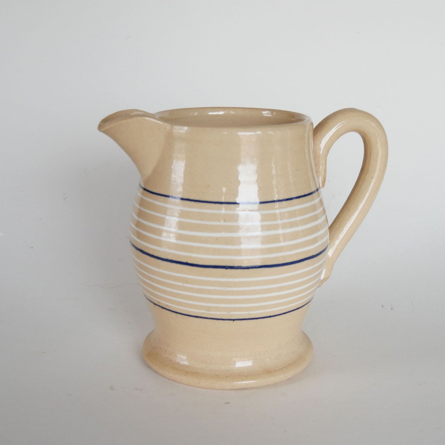 Vintage Country Living Striped Pottery Pitcher, Farmhouse Pitcher, Vintage Farmhouse Pottery Pitcher, Vintage Kitchen Decor, Vintage Cottage Decor