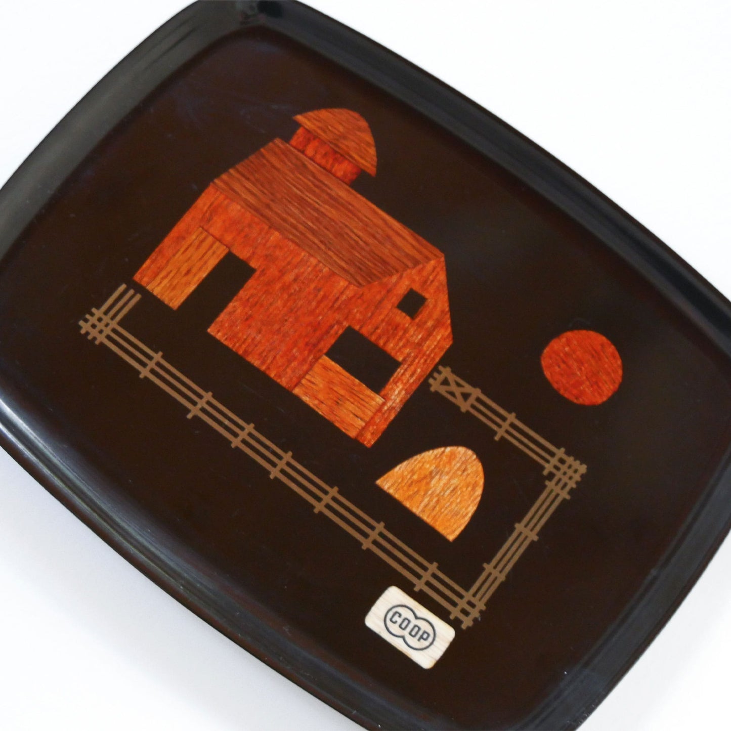 Vintage-Couroc-of-Monterey-Barn-Scene-Tray, Farmhouse DEcorative Tray, Vintage Farmhouse Wall Decor, Vintage Farm Scene Tray, Vintage Decorative Tray, Vintage Farmhouse Decor, Vintage Wall Decor