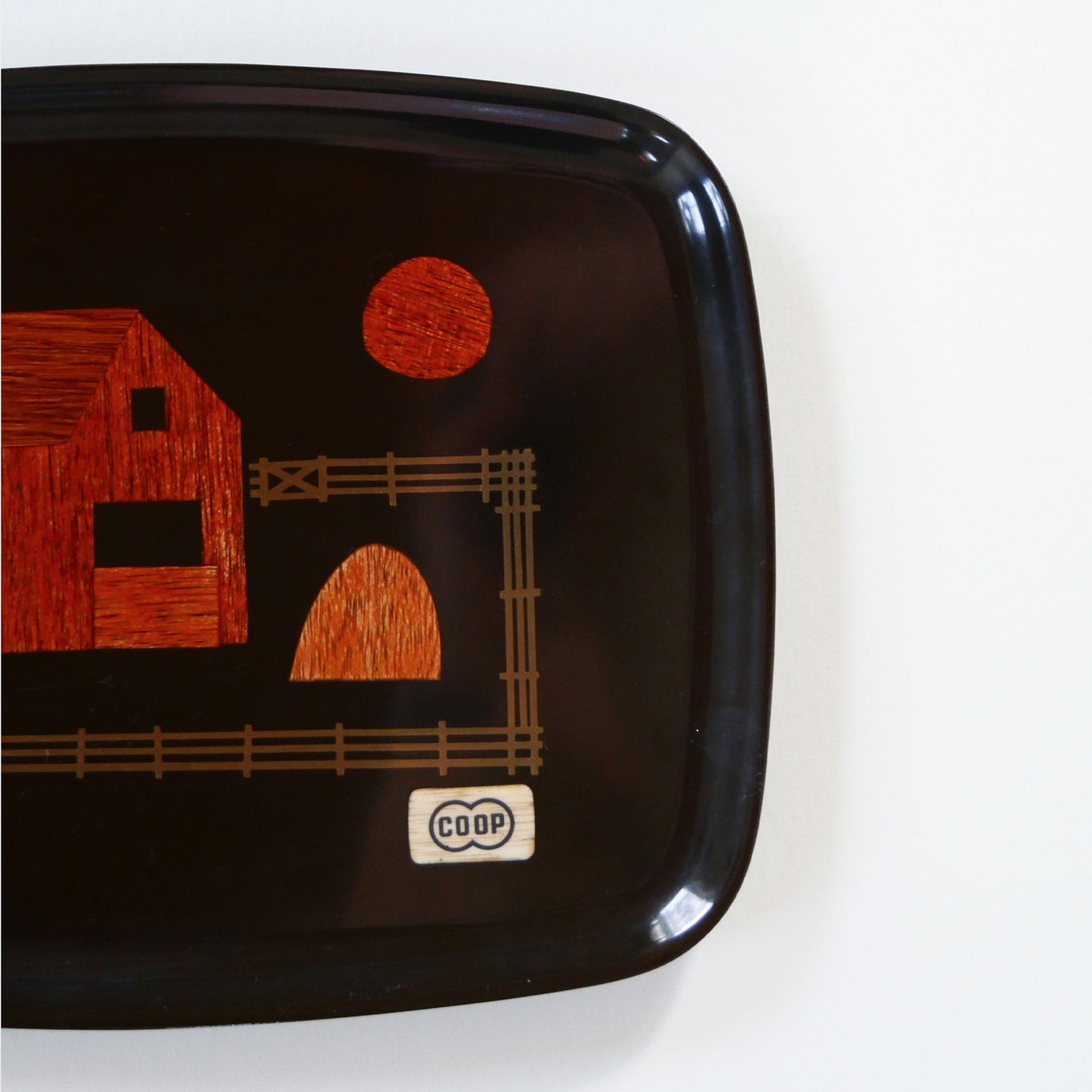 Vintage-Couroc-of-Monterey-Barn-Scene-Tray, Farmhouse DEcorative Tray, Vintage Farmhouse Wall Decor, Vintage Farm Scene Tray, Vintage Decorative Tray, Vintage Farmhouse Decor, Vintage Wall Decor