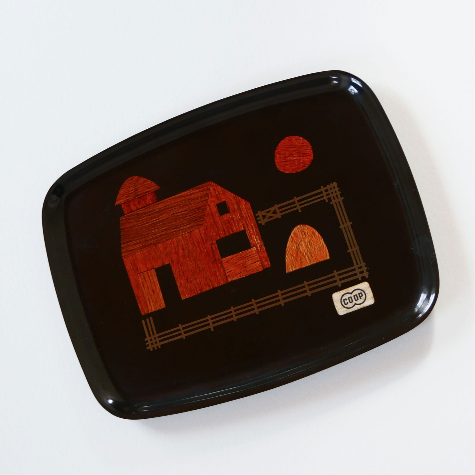 Vintage-Couroc-of-Monterey-Barn-Scene-Tray, Farmhouse DEcorative Tray, Vintage Farmhouse Wall Decor, Vintage Farm Scene Tray, Vintage Decorative Tray, Vintage Farmhouse Decor, Vintage Wall Decor