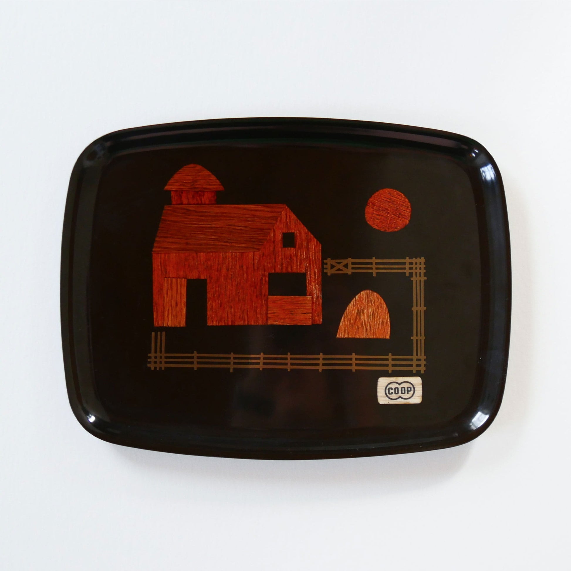 Vintage-Couroc-of-Monterey-Barn-Scene-Tray, Farmhouse DEcorative Tray, Vintage Farmhouse Wall Decor, Vintage Farm Scene Tray, Vintage Decorative Tray, Vintage Farmhouse Decor, Vintage Wall Decor