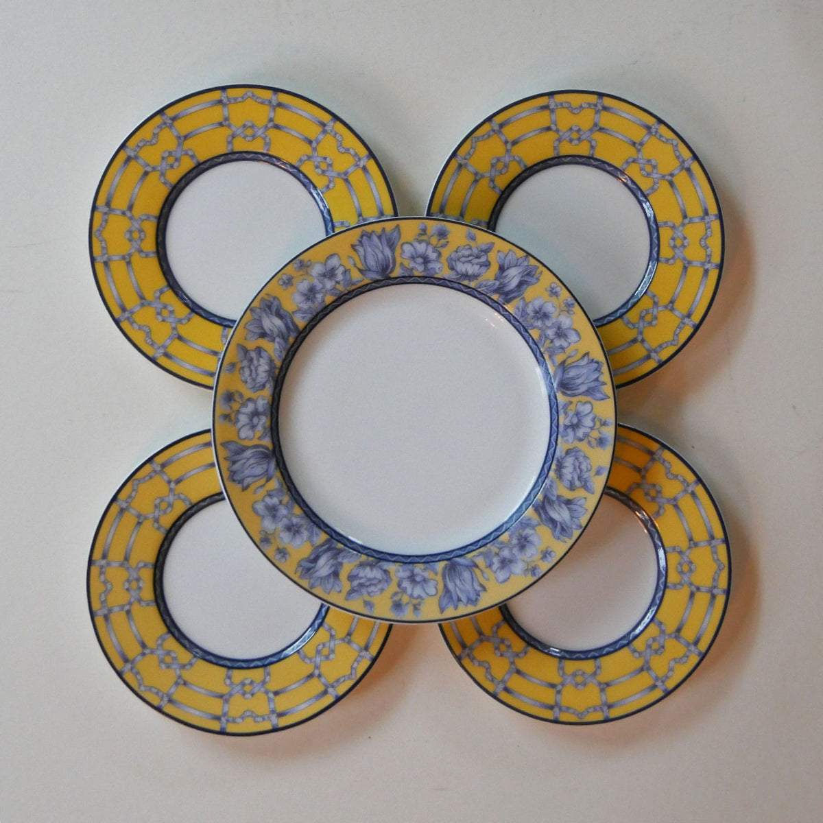 Vintage Coventry Palace Garden Plate Collection, Vintage Blue and Yellow Plate Wall, Vintage Blue and Yellow Plates, VIntage Plate Wall, Cottagecore Plate, Vintage Cottage Plate Wall