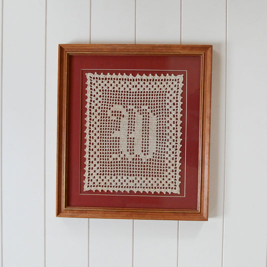 Vintage Framed 'W' Letter Doily, Cottagecore Wall Decor, Letter W Doily, Letter W Vintage Decor, Vintage Doily Decor, Vintage Wall DEcor, Vintage COttage Wall Decor