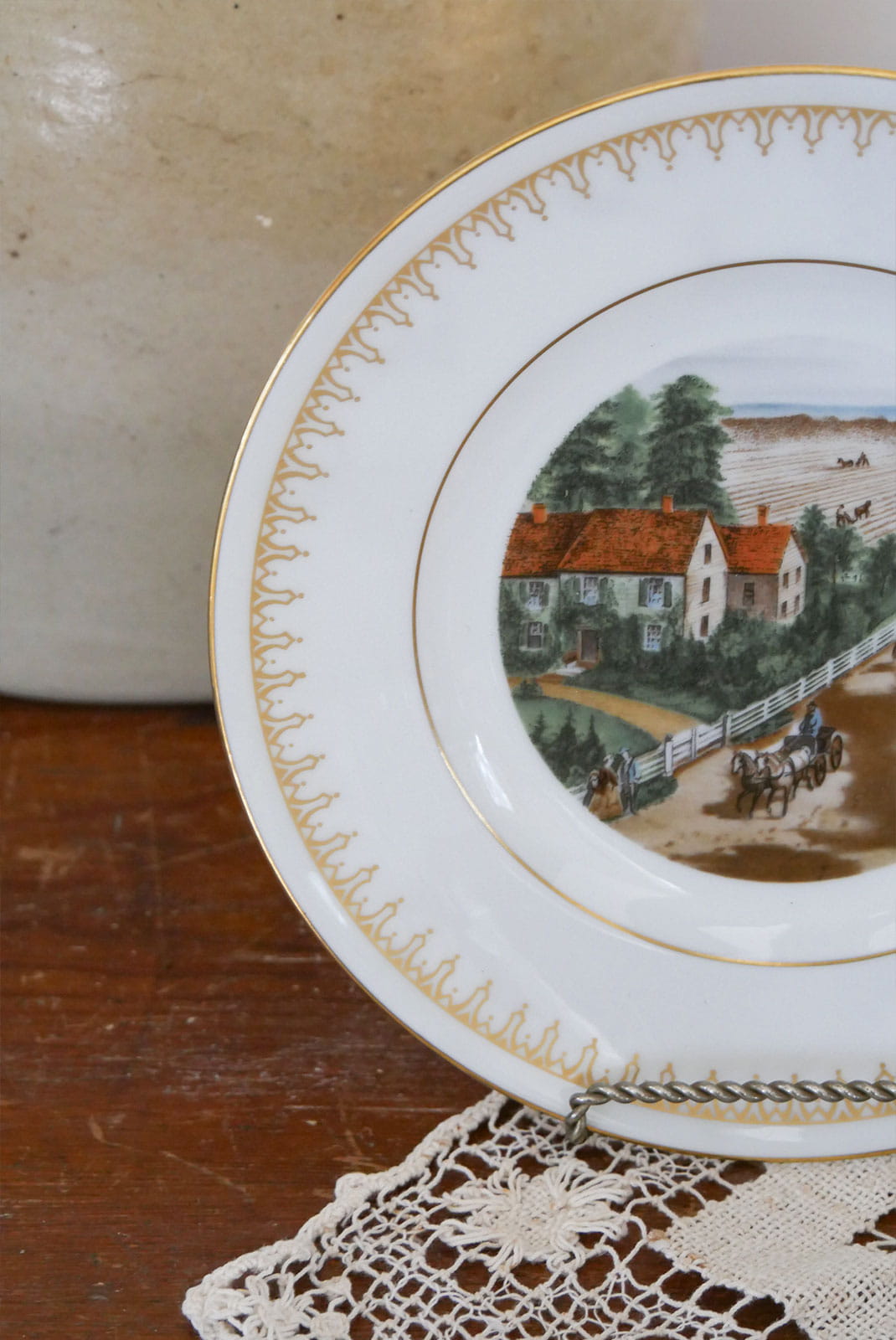 Vintage Currier & Ives Country Plate Collection, Vintage Bing and Grondahl, Autumn in New England Currier and Ives, The Western Farmer's Home Currier and Ives, Vintage Farmhouse Plate Wall, Vintage Farm Plate Wall