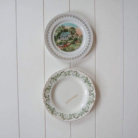 Vintage Currier and Ives Plate Wall, Vintage Currier and Ives Summer Scene Plate Wall, Vintage Cottagecore Plate Wall, Vintage Cottage Plate Wall, Vintage Farmhouse Plate Wall