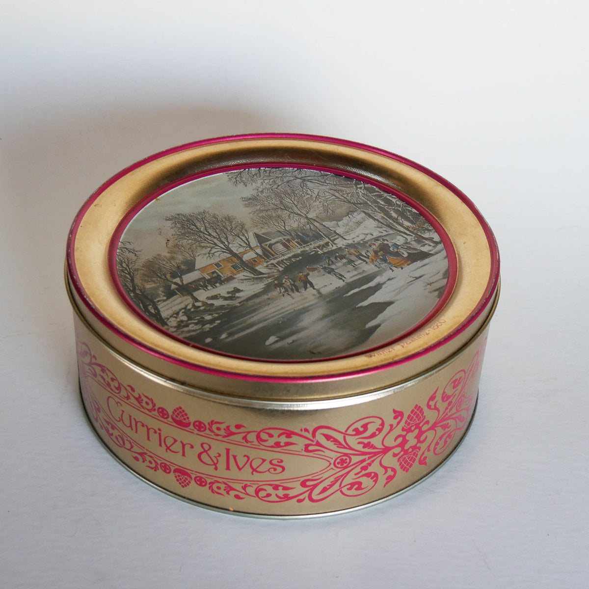 Vintage Currier & Ives Round Tin, Winter Pastime Scene, Currier and Ives Winter Pastime Scene, Vintage Currier and Ives, Currier and Ives Winter DEcor, Vintage Currier and Ives Holiday DEcor