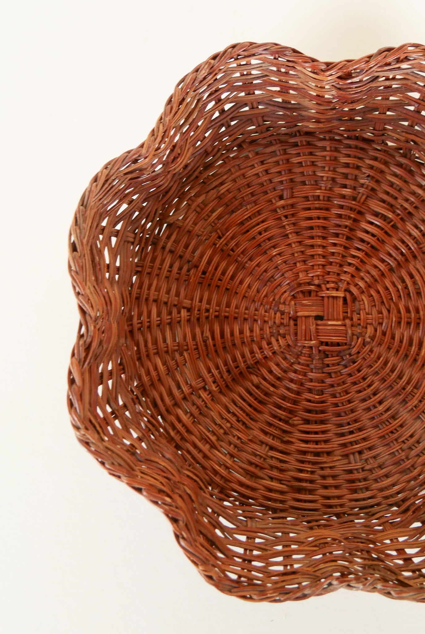 Vintage Wicker Basket with Scallop Edge, Vintage Flower Basket, Vintage Rattan Basket, VIntage Handled Basket, VIntage Boho Basket Wall, Vintage Wicker Pan Basket, VIntage Boho Basket Wall, Vintage Basket Gallery Wall, Vintage Farmhouse Basket