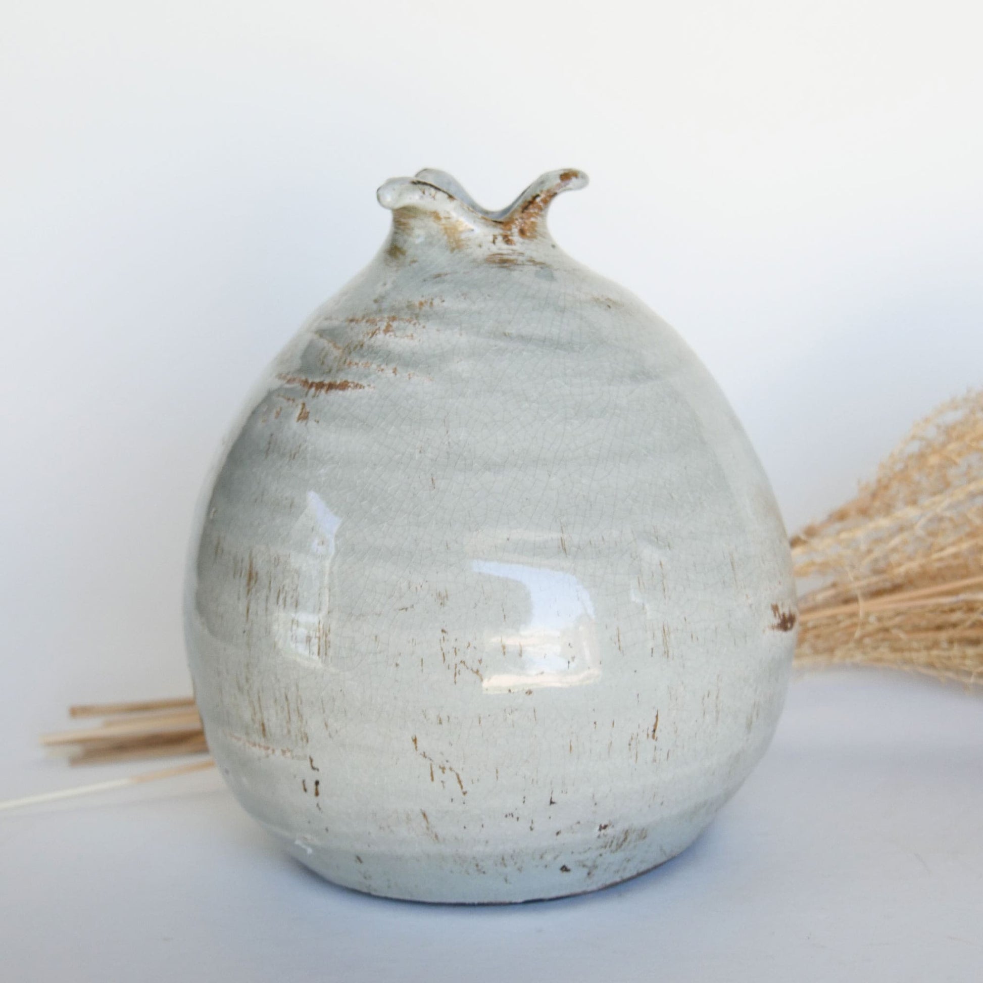 Vintage Seafoam Green Dimple Glazed Pottery Vase Nautical Pottery Coastal Pottery Vintage Nautical Decor Vintage COastal Decor
