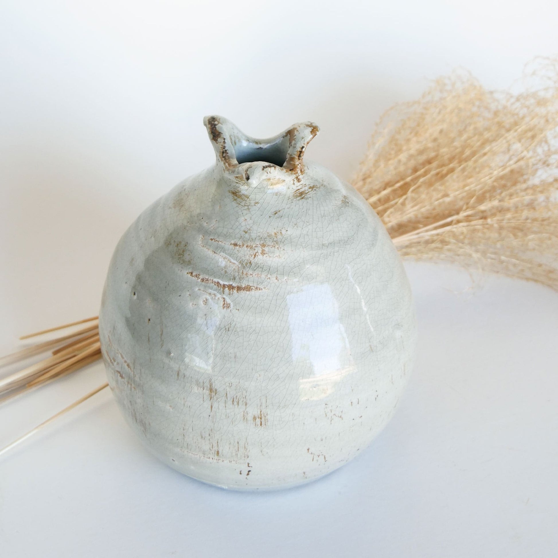 Vintage Seafoam Green Dimple Glazed Pottery Vase Nautical Pottery Coastal Pottery Vintage Nautical Decor Vintage COastal Decor