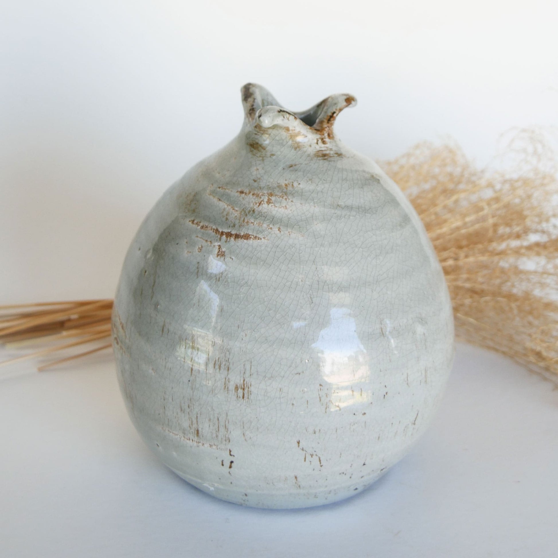 Vintage Seafoam Green Dimple Glazed Pottery Vase Nautical Pottery Coastal Pottery Vintage Nautical Decor Vintage COastal Decor