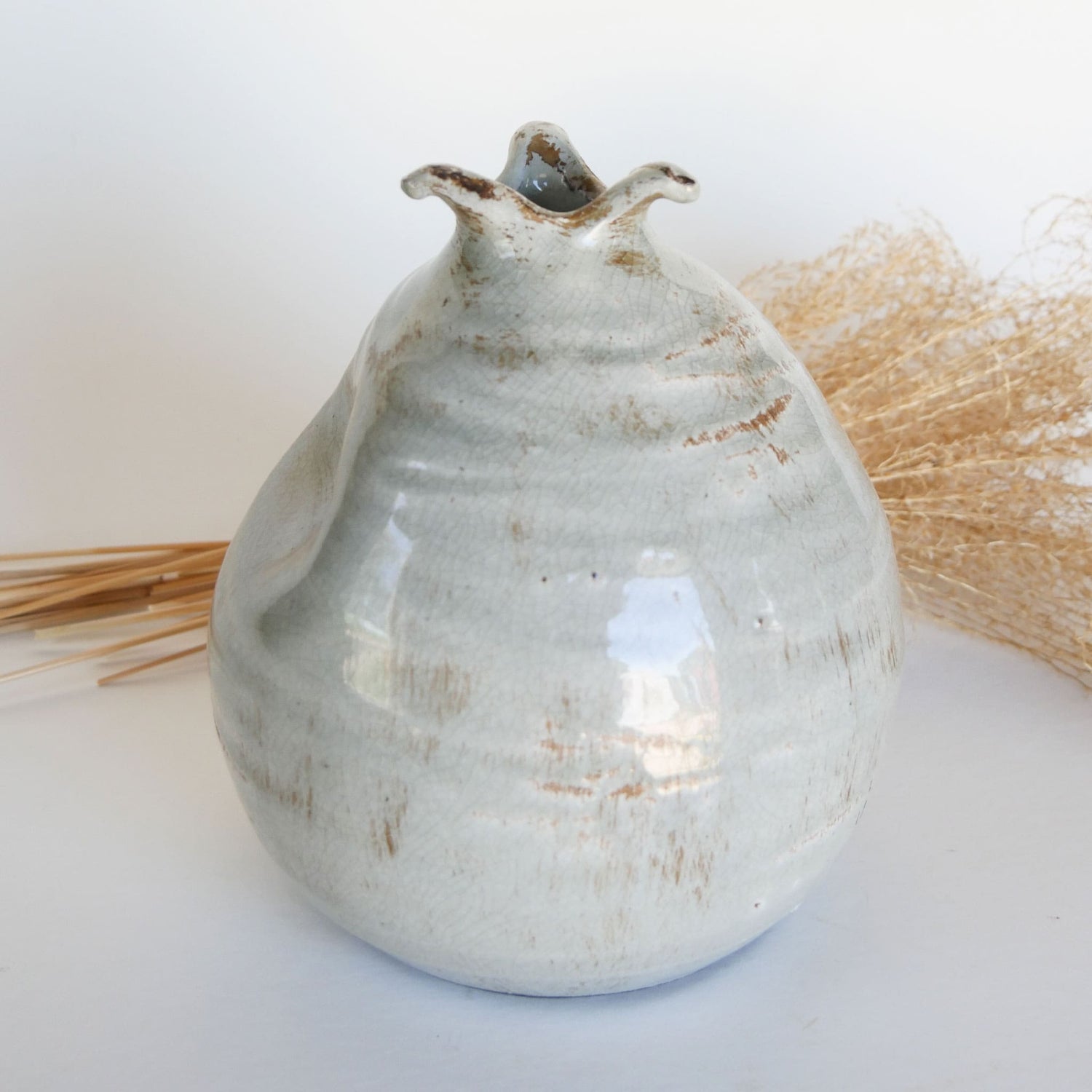 Vintage Seafoam Green Dimple Glazed Pottery Vase Nautical Pottery Coastal Pottery Vintage Nautical Decor Vintage COastal Decor