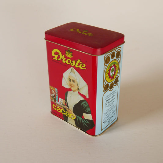 Vintage Droste Holland Cacao Tin Canister, Vintage Cocoa Tin Canister, Vintage Red Tin Canister, Vintage Holland Cocoa Tin Canister