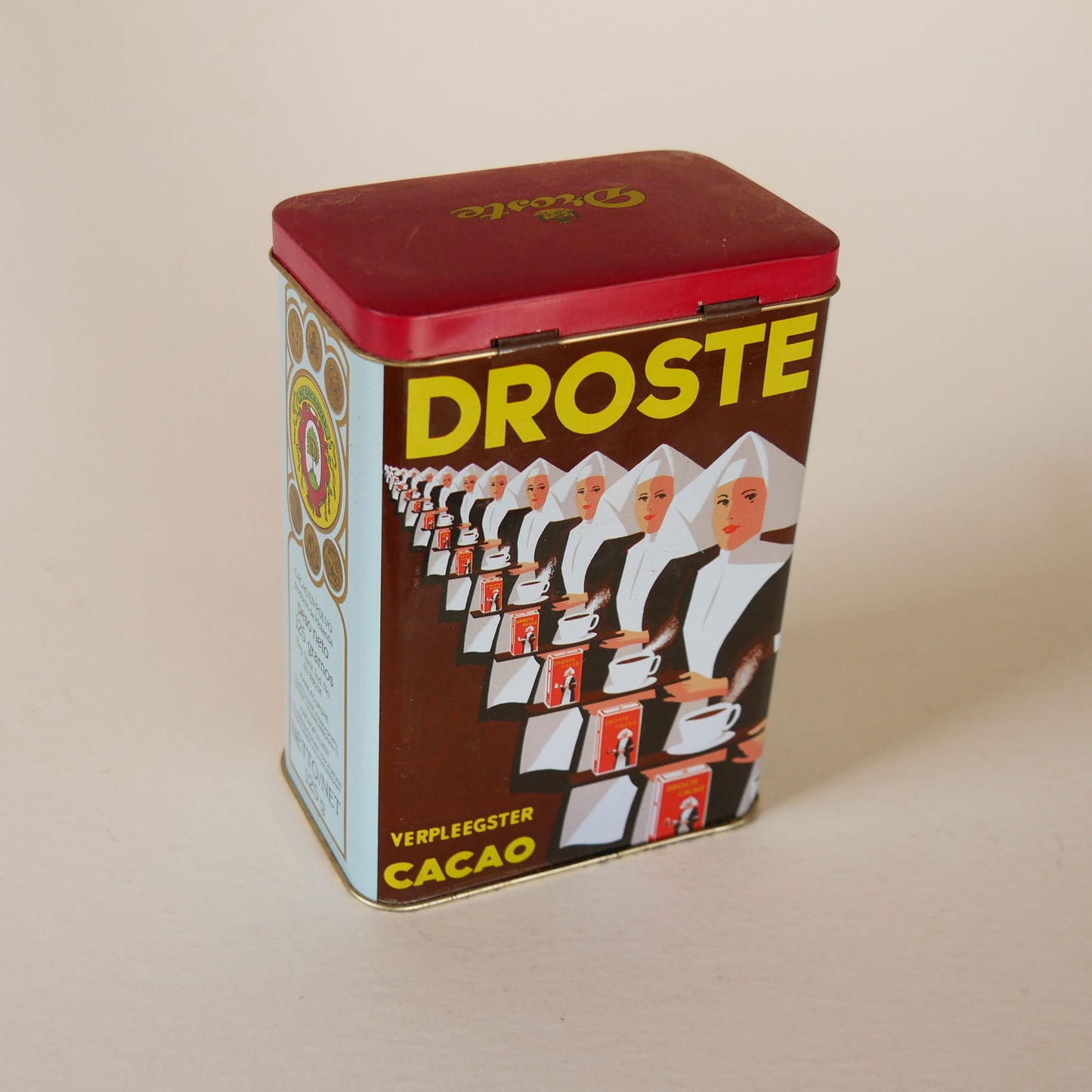 Vintage Droste Holland Cacao Tin Canister, Vintage Cocoa Tin Canister, Vintage Red Tin Canister, Vintage Holland Cocoa Tin Canister