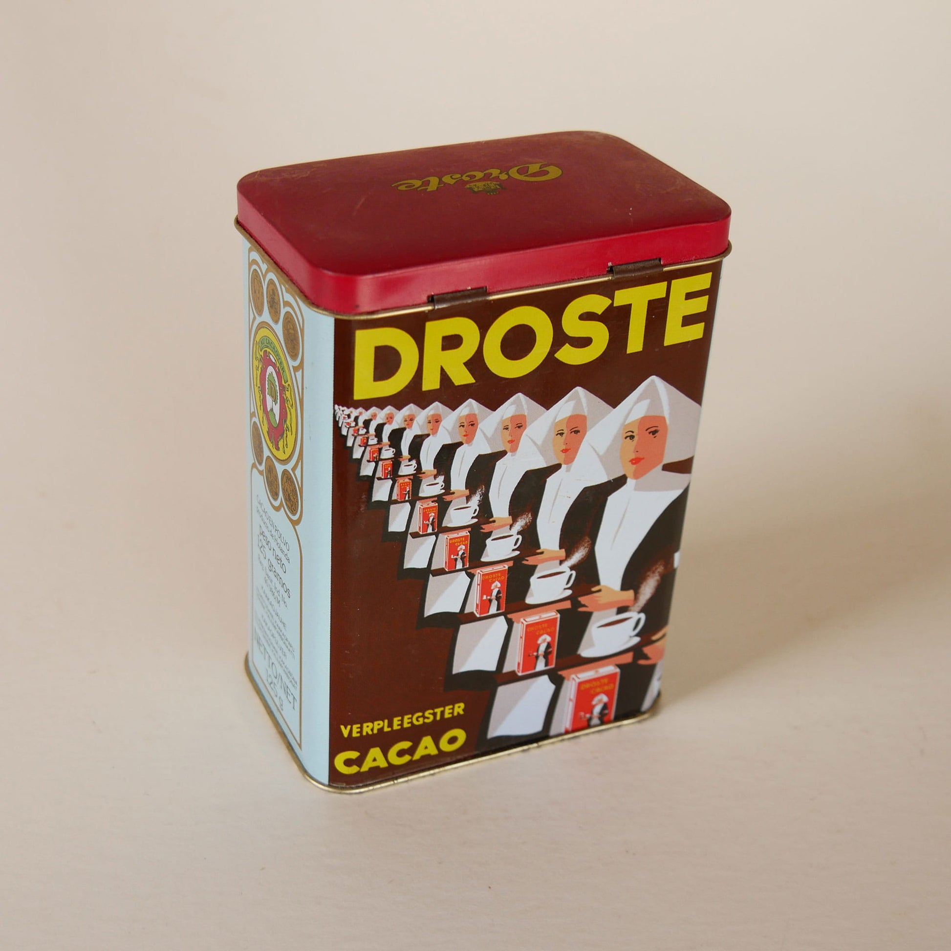 Vintage Droste Holland Cacao Tin Canister, Vintage Cocoa Tin Canister, Vintage Red Tin Canister, Vintage Holland Cocoa Tin Canister