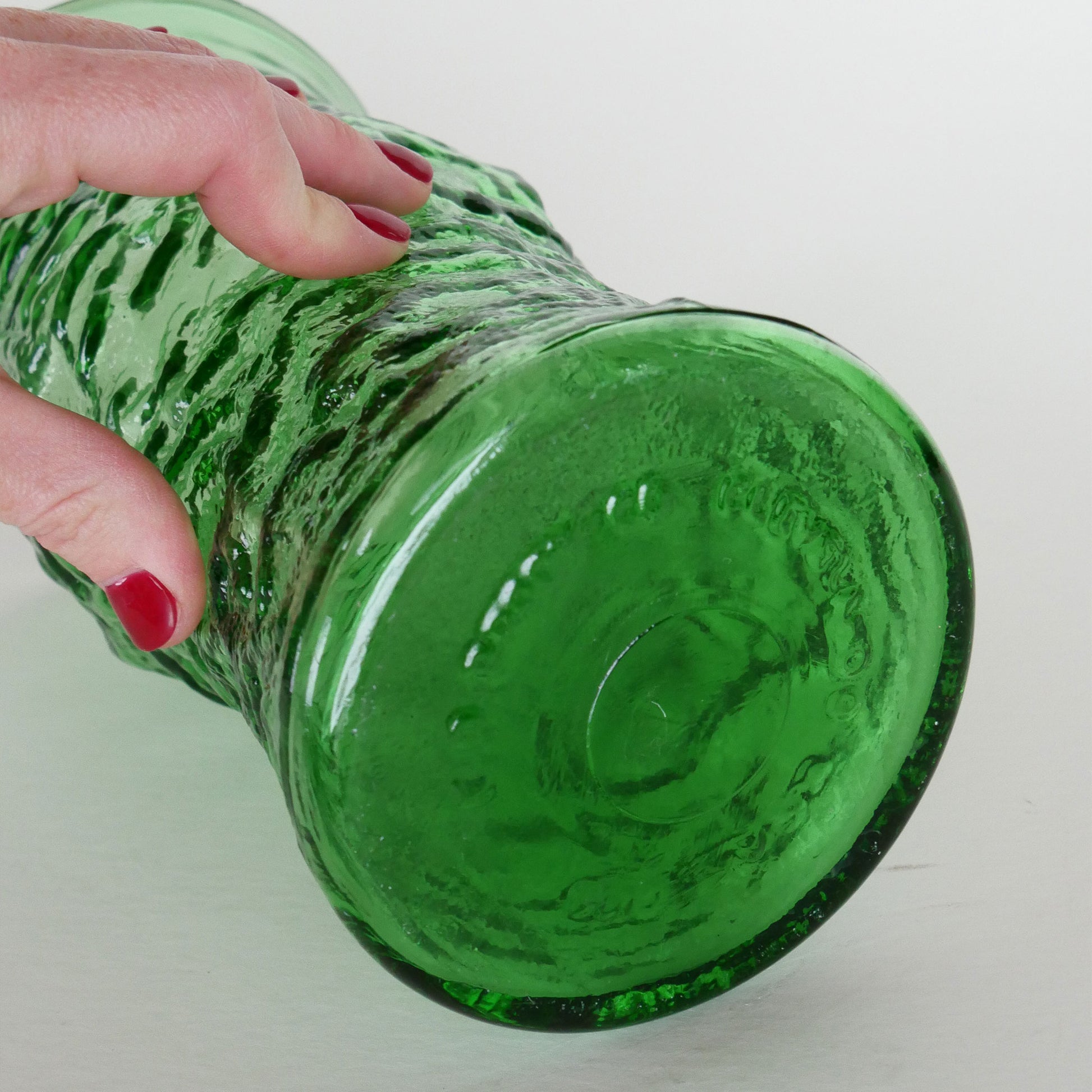Vintage EO Brody Green Glass Vase, Olive, Vintage Green Crinkle Glass Vase, Vintage Glass Vase, Vintage Crinkle Vase, Vintage Home Decor