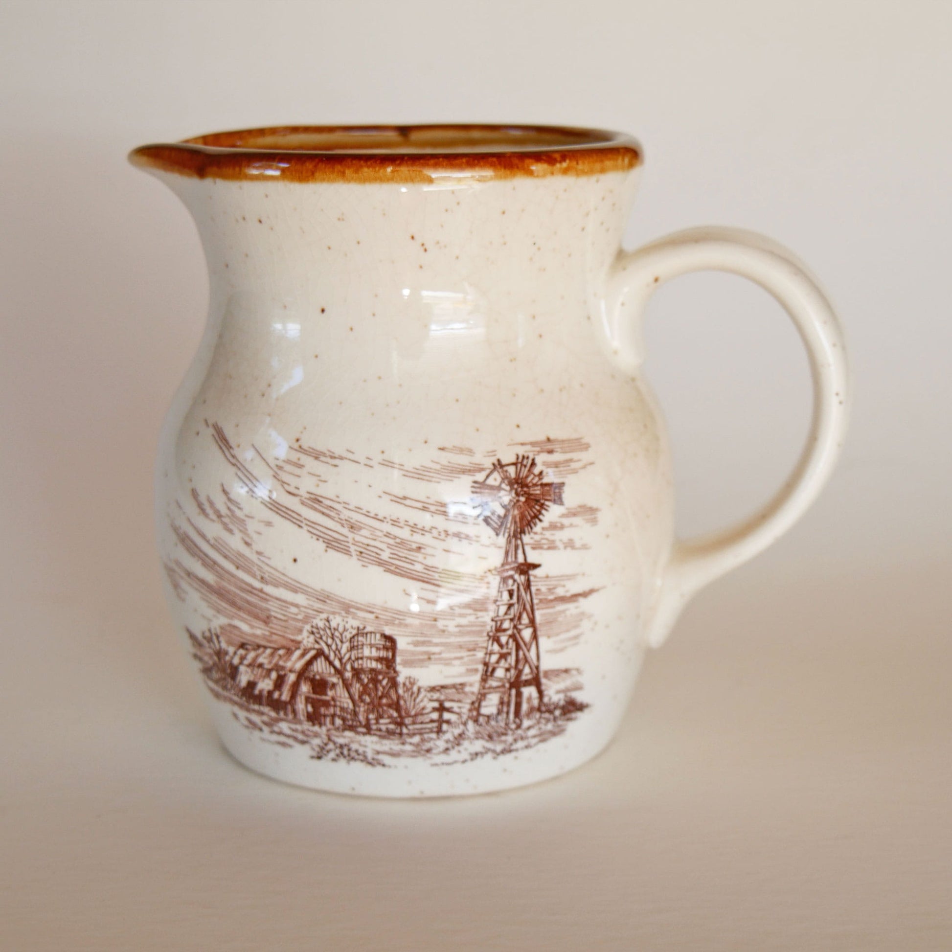 Vintage 1980s Enesco Sky and Plains Ceramic Farmhouse Pitcher, Vintage Farmhouse Pitcher, Vintage Country Pitcher, Vintage Farmhouse Kitchen, Vintage Country Kitchen Decor