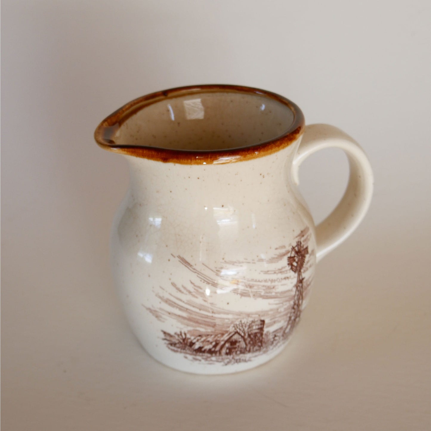Vintage 1980s Enesco Sky and Plains Ceramic Farmhouse Pitcher, Vintage Farmhouse Pitcher, Vintage Country Pitcher, Vintage Farmhouse Kitchen, Vintage Country Kitchen Decor