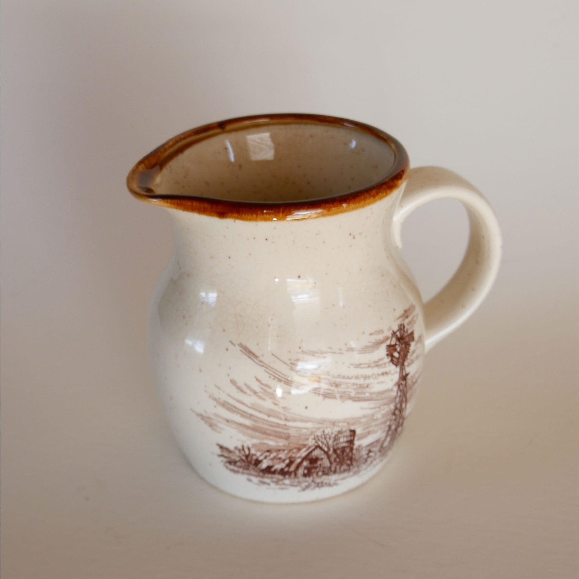 Vintage 1980s Enesco Sky and Plains Ceramic Farmhouse Pitcher, Vintage Farmhouse Pitcher, Vintage Country Pitcher, Vintage Farmhouse Kitchen, Vintage Country Kitchen Decor