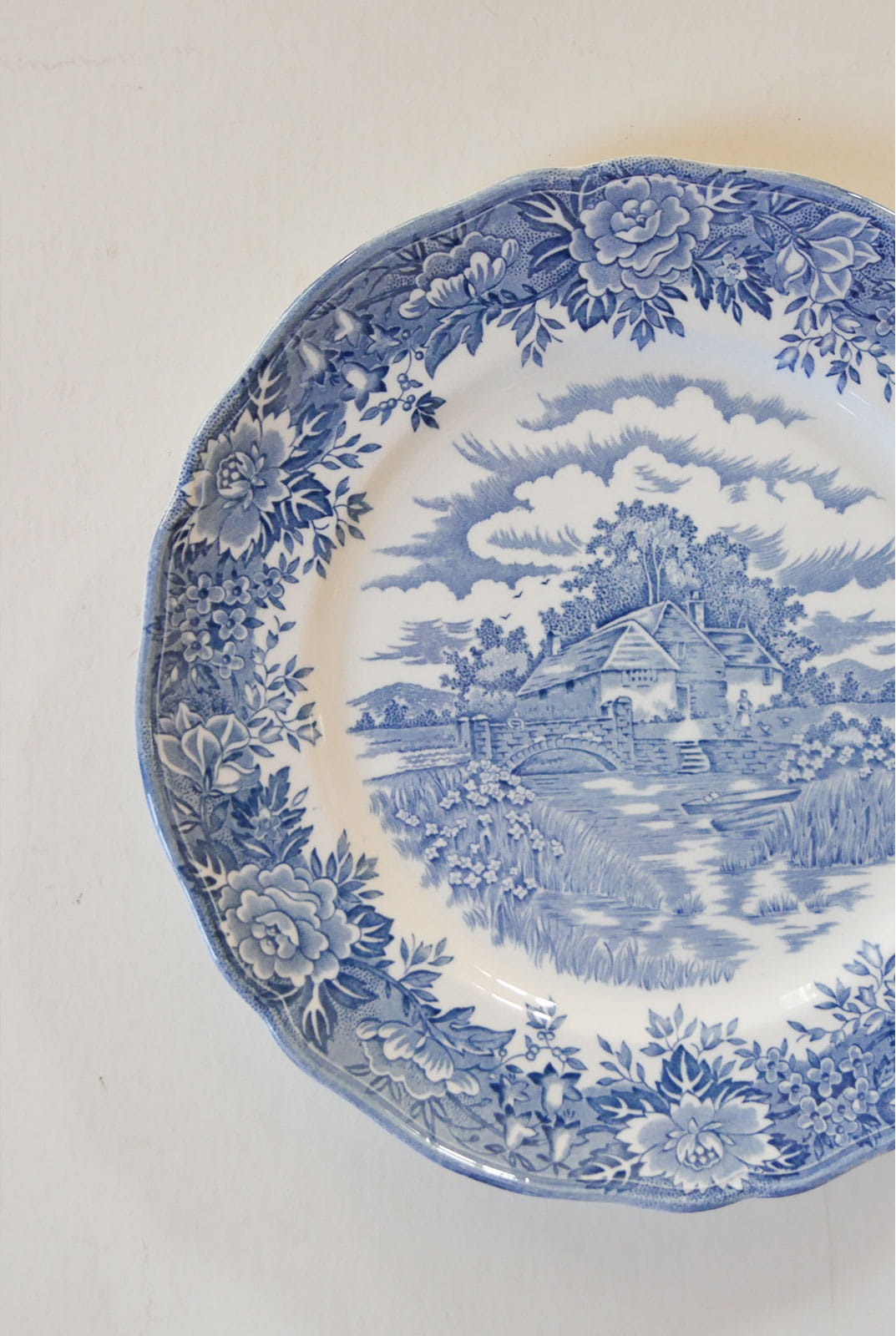 Vintage-English-Village-Solem-China-Salem-Plate, Vintage Salem Plate, Vintage Colonial Blue and White Plates, Vintage Marked PLate, Vintage Blue and White Plate Wall, Cottagecore Plate Wall, Blue Cottage Plate