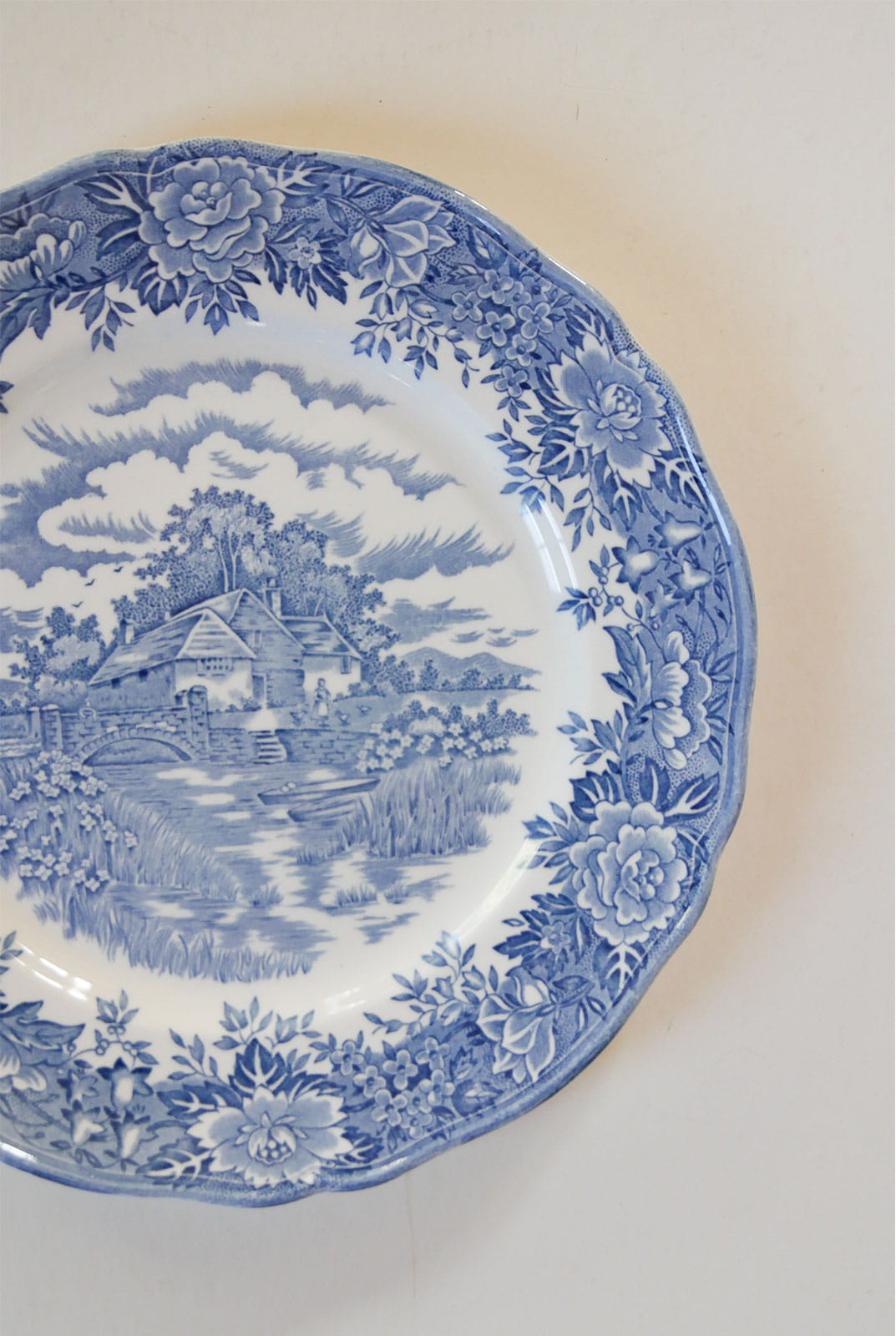 Vintage-English-Village-Solem-China-Salem-Plate, Vintage Salem Plate, Vintage Colonial Blue and White Plates, Vintage Marked PLate, Vintage Blue and White Plate Wall, Cottagecore Plate Wall, Blue Cottage Plate