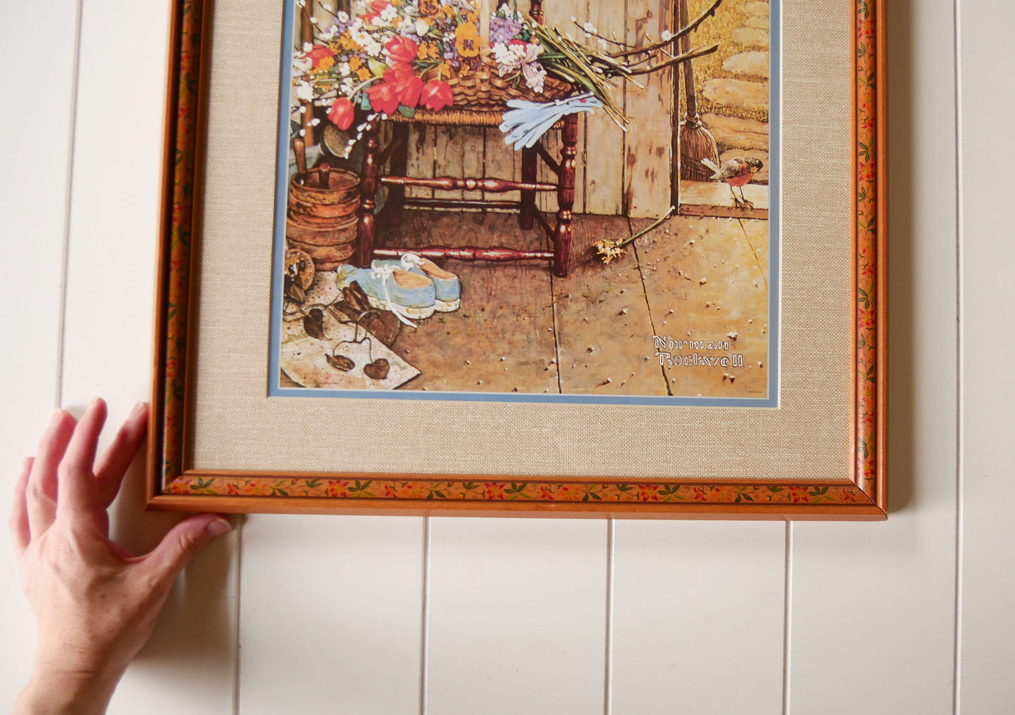 Framed "Spring Flowers" by Norman Rockwell, Vintage Wildflower Framed Print, Floral Frame Spring Flower Print, Norman Rockwell Floral Print
