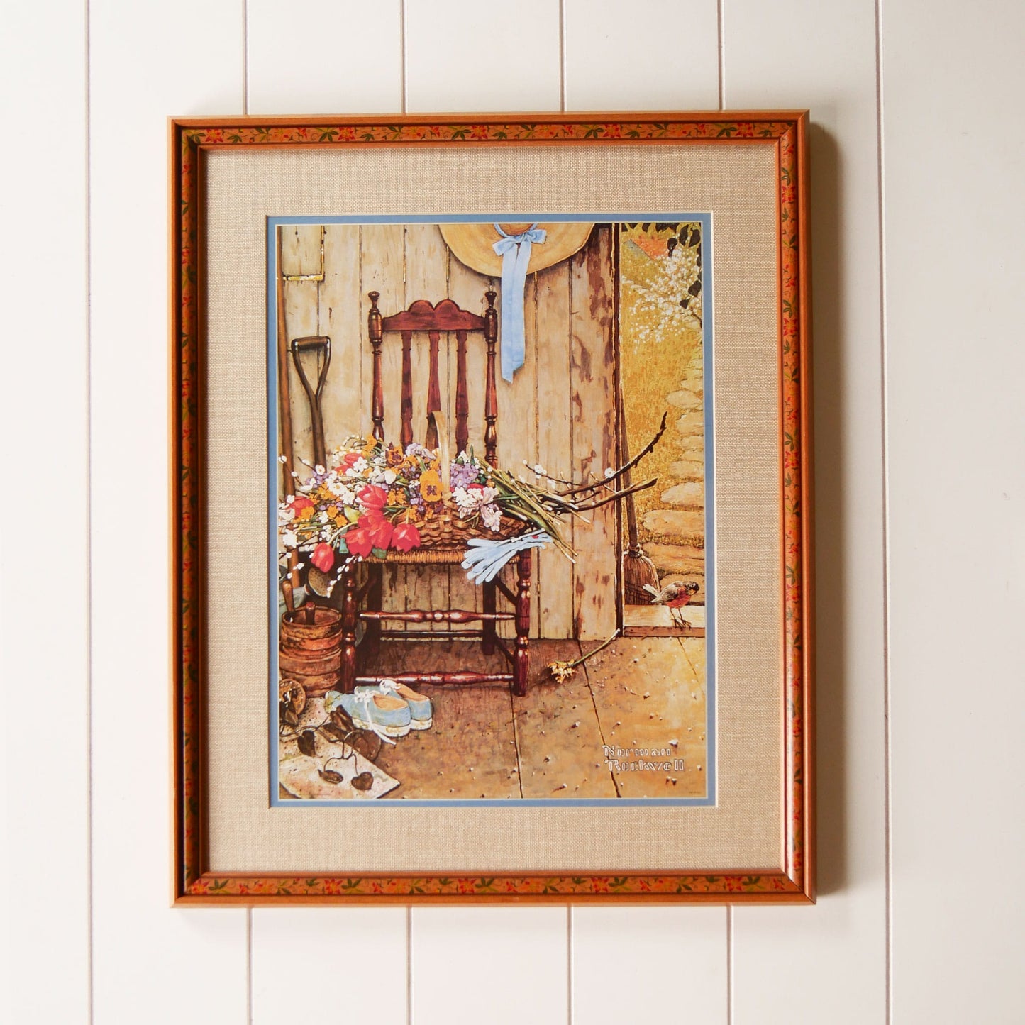 Framed "Spring Flowers" by Norman Rockwell, Vintage Wildflower Framed Print, Floral Frame Spring Flower Print, Norman Rockwell Floral Print
