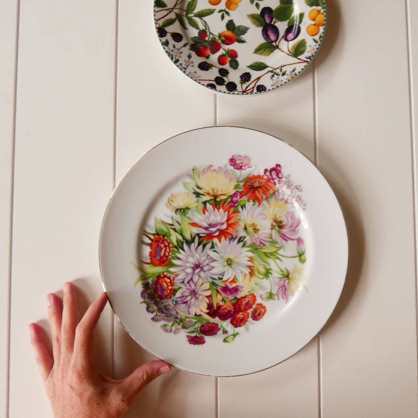 Vintage Floral Plate Wall Collection, Vintage Fruit Plates, VIntage Fruit and Floral Plates, VIntage Floral Plates, VIntage Floral Plate Wall, Vintage Gallery Plate Wall