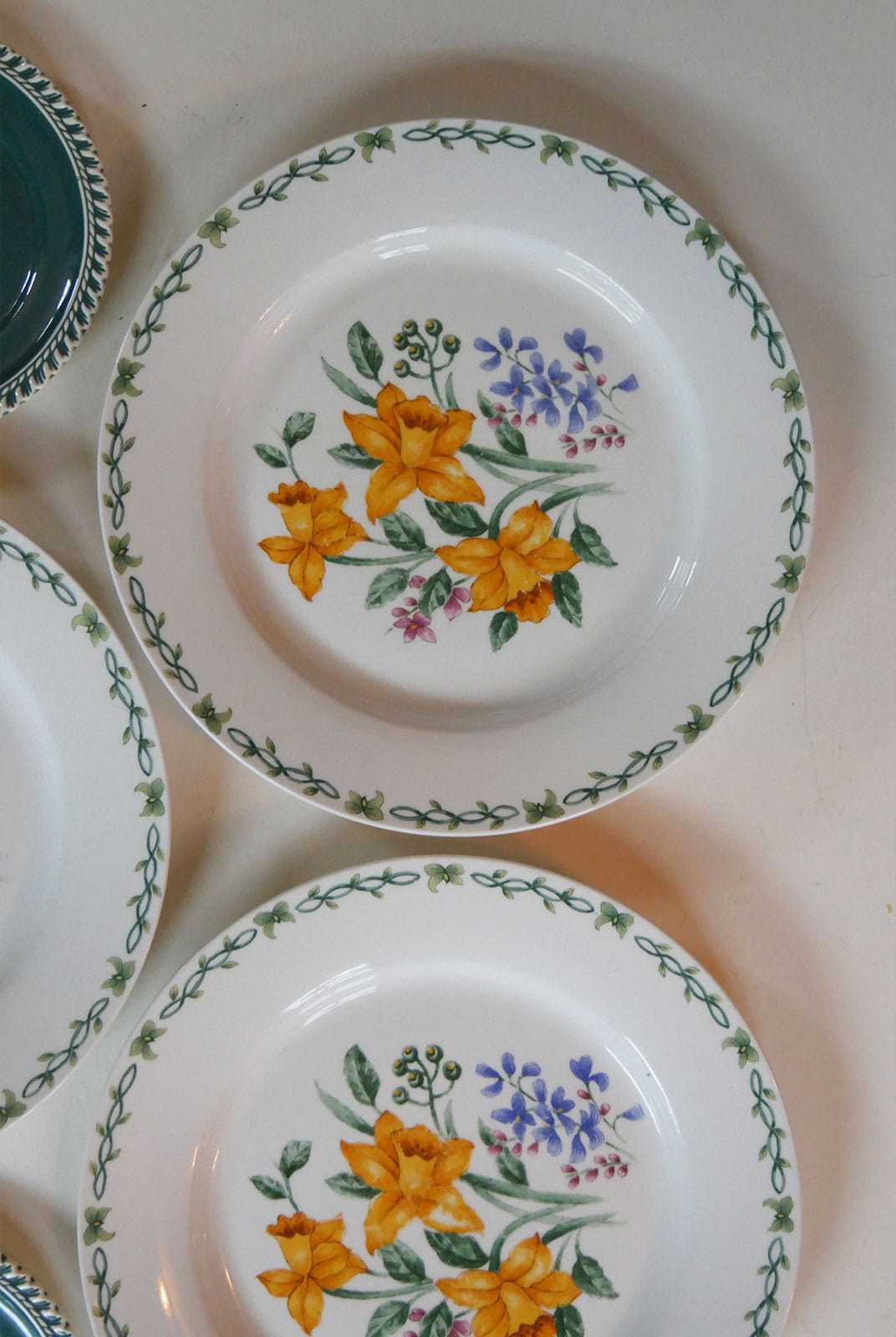 Vintage Wildflower Yellow and Green Plate Collection, Thomson Pottery Plates, Floral Garden Thomson POttery Plates, VIntage Wildflower Plates, VIntage Floral Plate Wall, Vintage Cottage Floral Plate Wall, Cottagecore Plate Wall