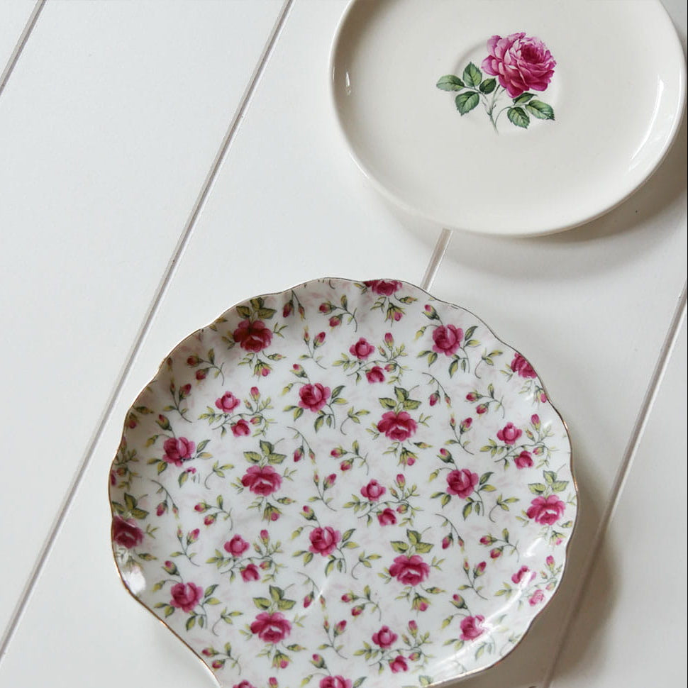 Vintage Pink Rose Plate Collection, Cottagecore Floral plate Collection, Vintage Floral Plates, Vintage Plate Wall, Vintage Floral Plate Wall, Cottagecore Wall Decor, Vintage Cottage Plate Wall