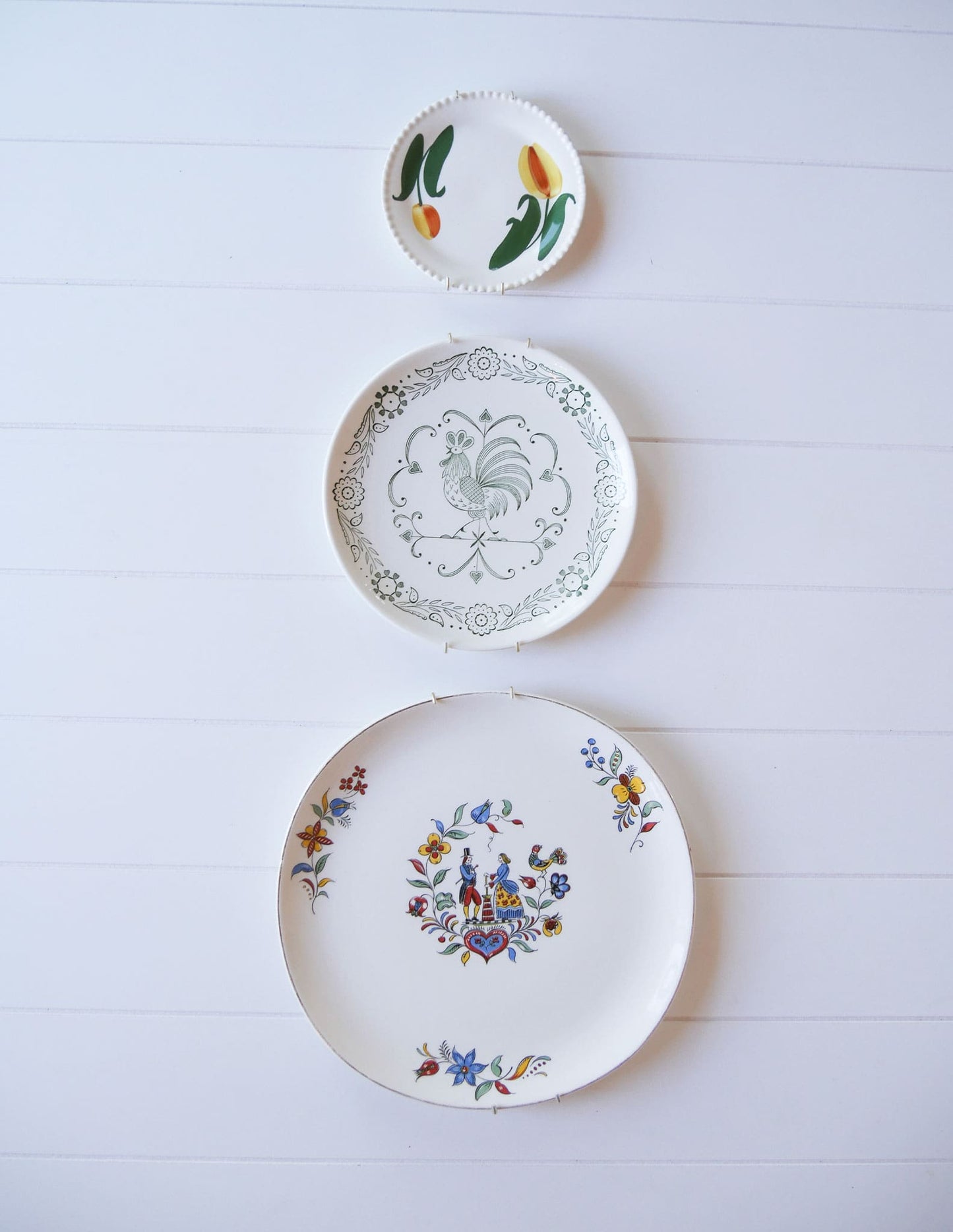 Vintage Folk Farmhouse Plate Gallery Wall Collection, Plate Hangers Included