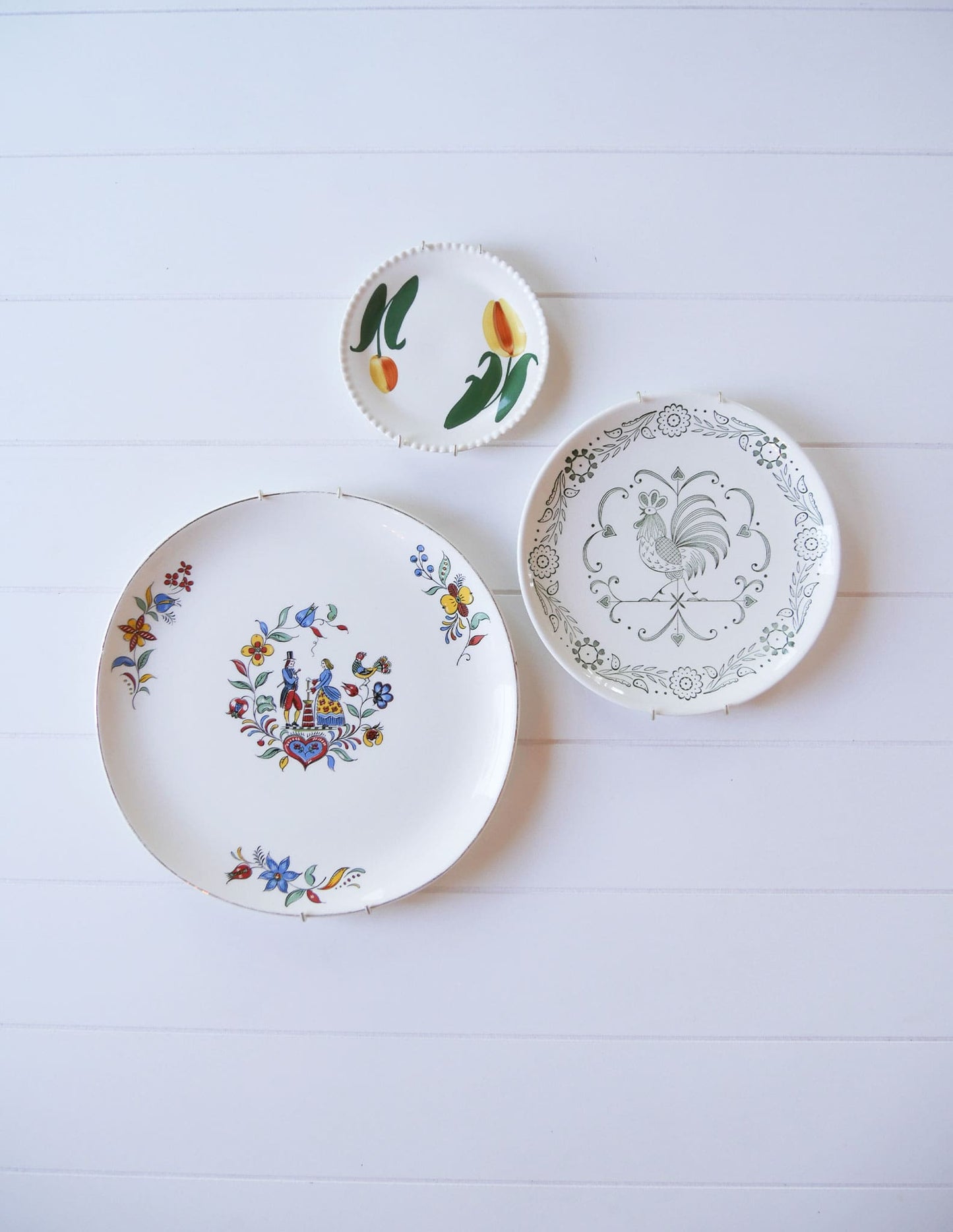 Vintage Folk Farmhouse Plate Gallery Wall Collection, Plate Hangers Included