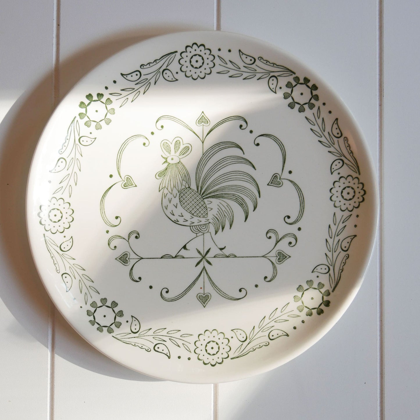 Vintage Plate Gallery Wall, Vintage Green Yellow Blue Plate Gallery Wall, Folk Farmhouse Wall Decor
