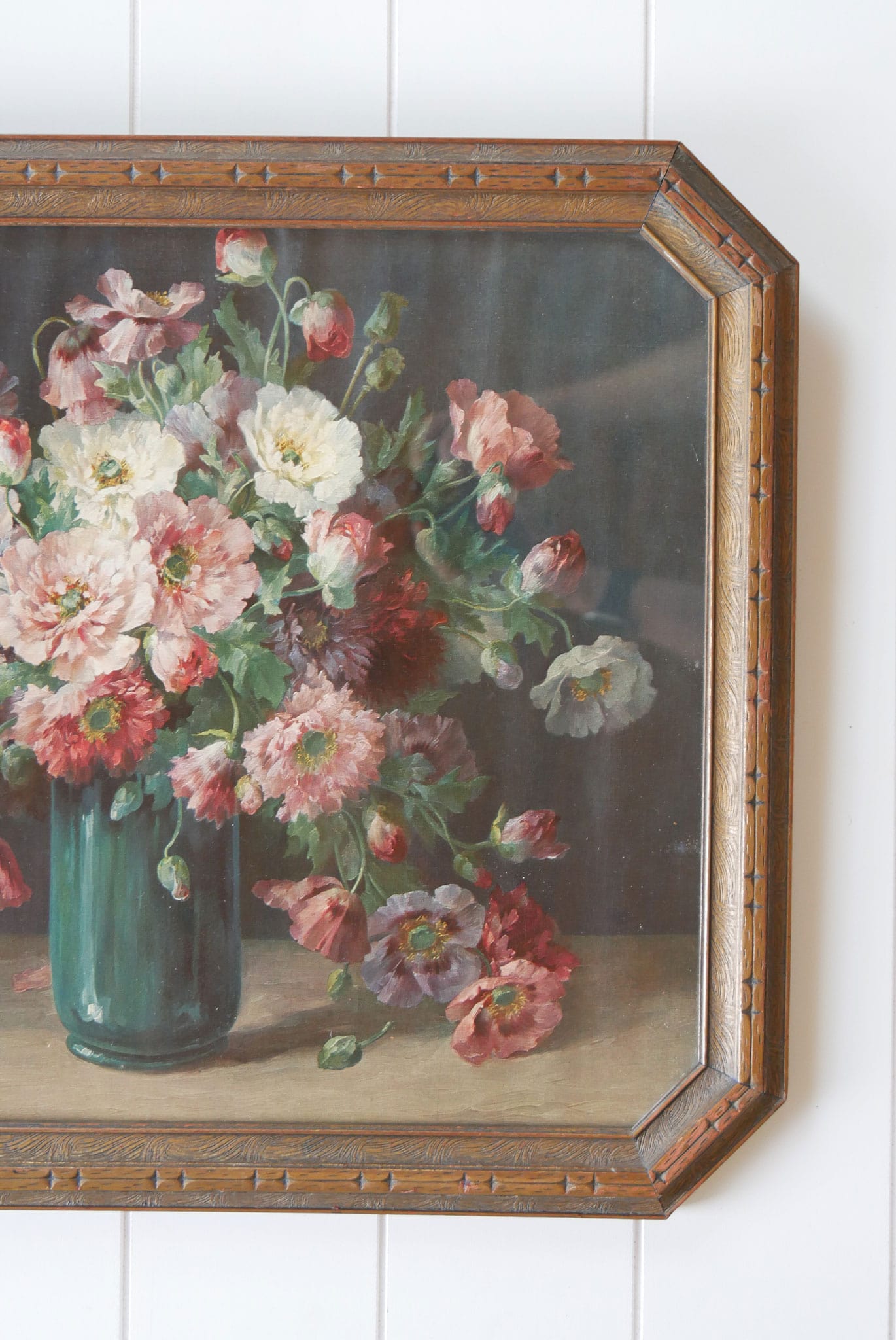 Vintage Framed Moody Floral Print, Carl Jung Spanish Poppys, Vintage Florals in Vase, Vintage Poppy Florals Print