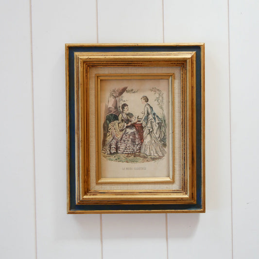 Vintage Blue Framed Victorian Women Print, Victorian Artwork, Vintage Victorian Print, Vintage Wall Decor, Vintage Home Decor