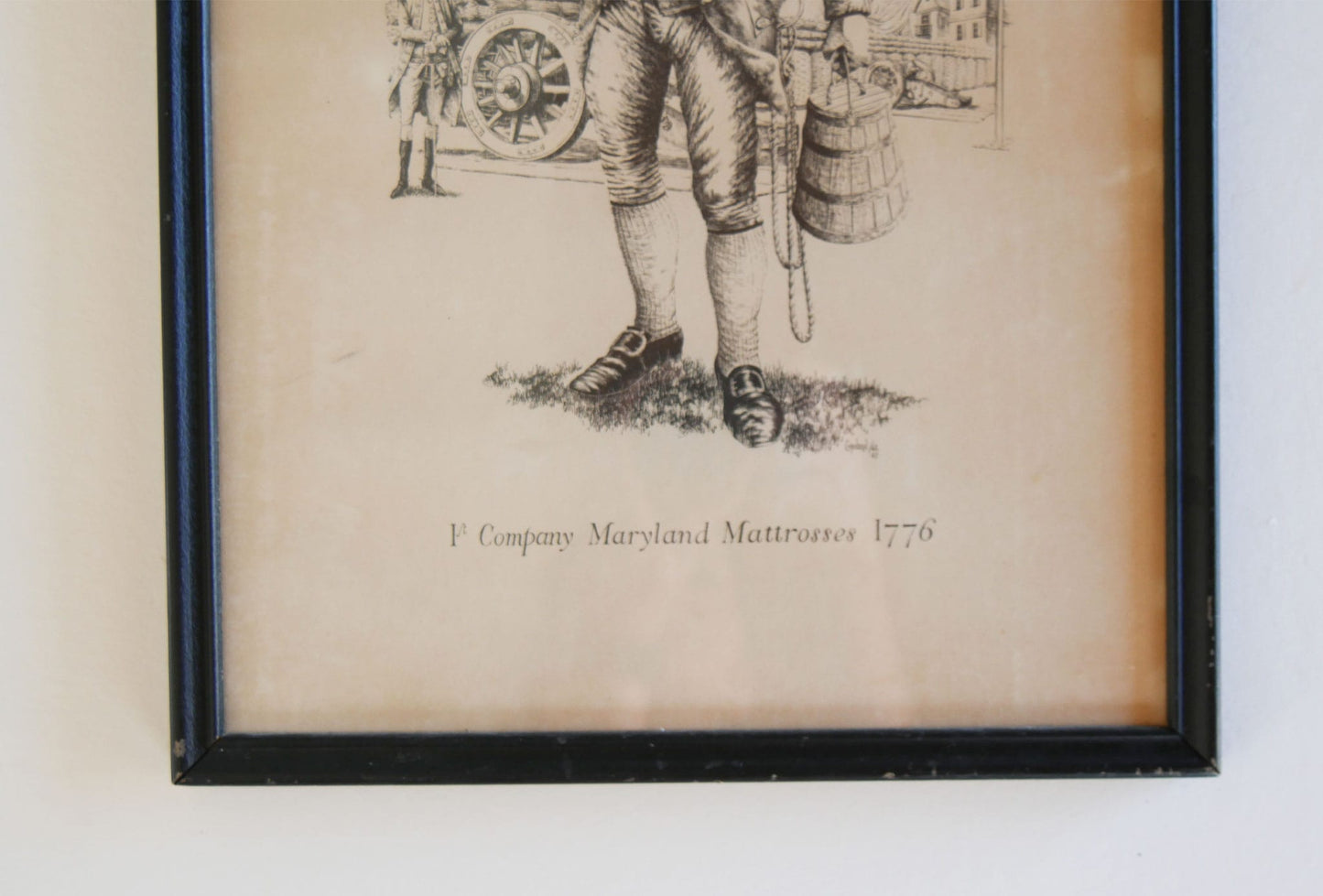 Vintage Framed 1st Company Maryland Mattrosses 1776 Solder, Framed American Revolution Solder