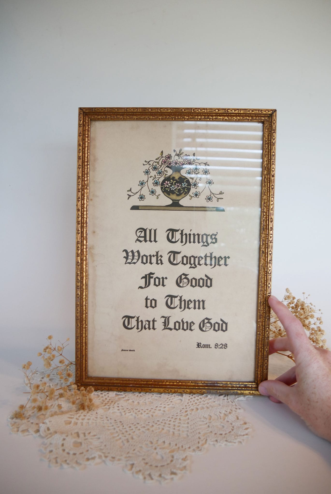 Vintage Framed Bible Verse Romans Chapter 8 Verse 28 Vintage Framed Bible Verse Vintage Romans Bible Verse Framed