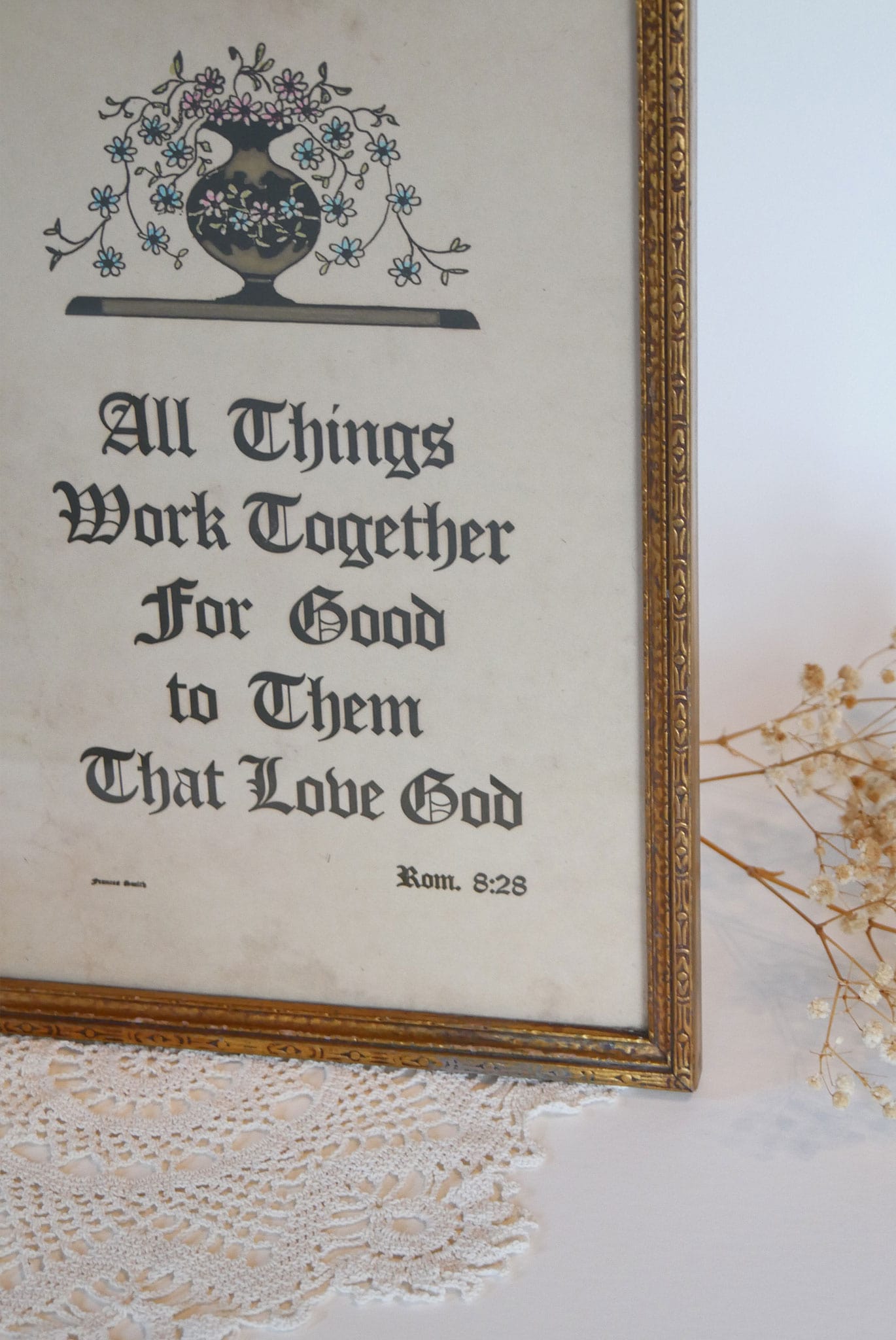 Vintage Framed Bible Verse Romans Chapter 8 Verse 28 Vintage Framed Bible Verse Vintage Romans Bible Verse Framed