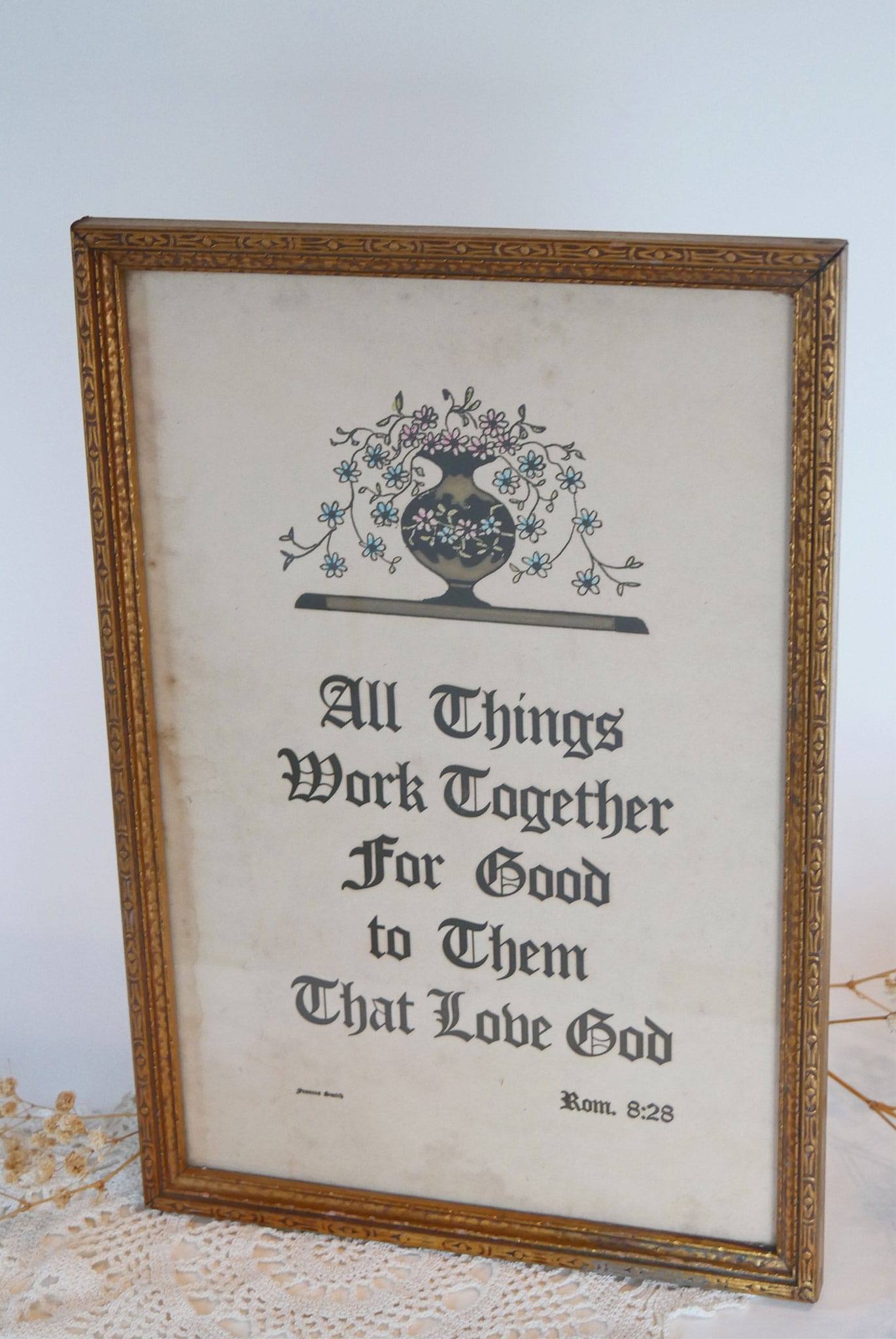 Vintage Framed Bible Verse Romans Chapter 8 Verse 28 Vintage Framed Bible Verse Vintage Romans Bible Verse Framed