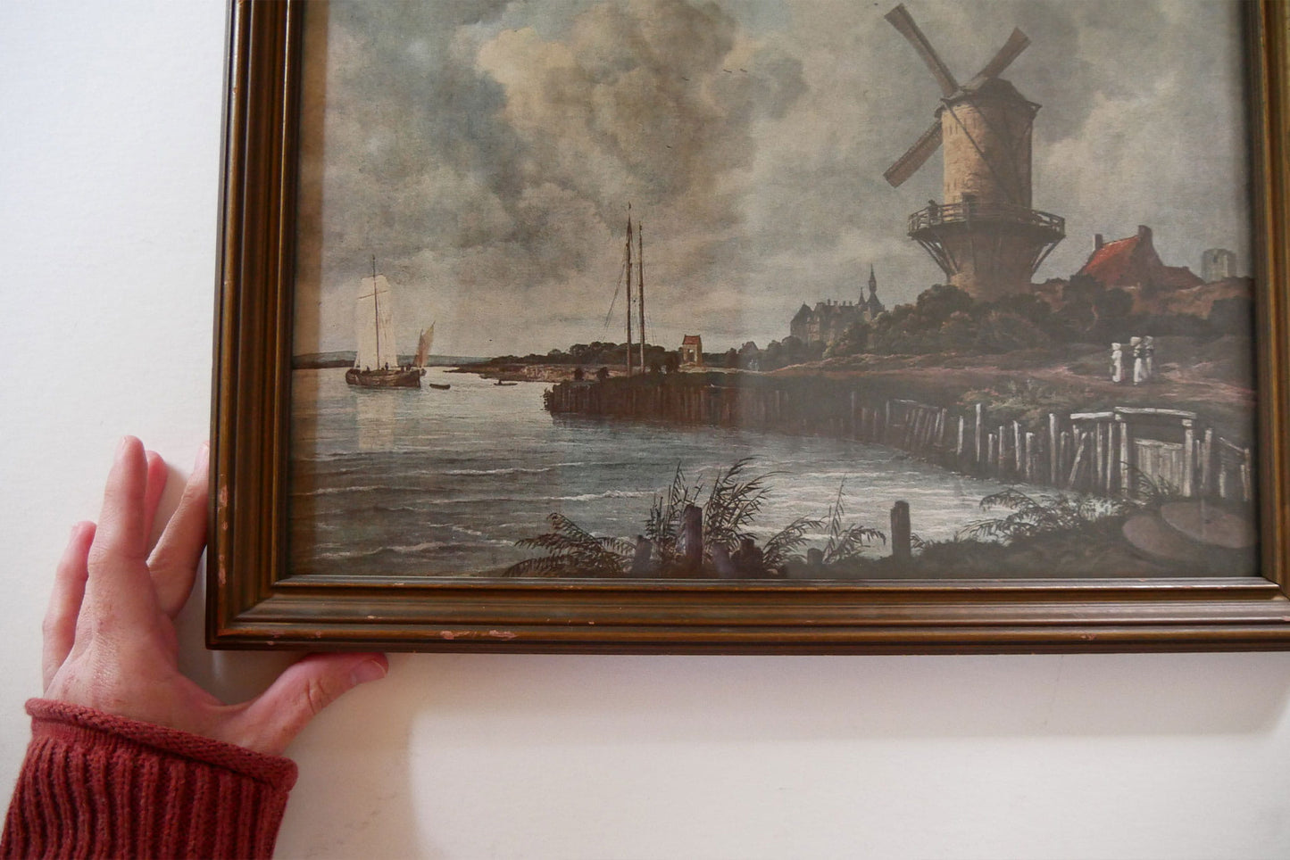 Vintage Dutch Windmill by the Coast Print