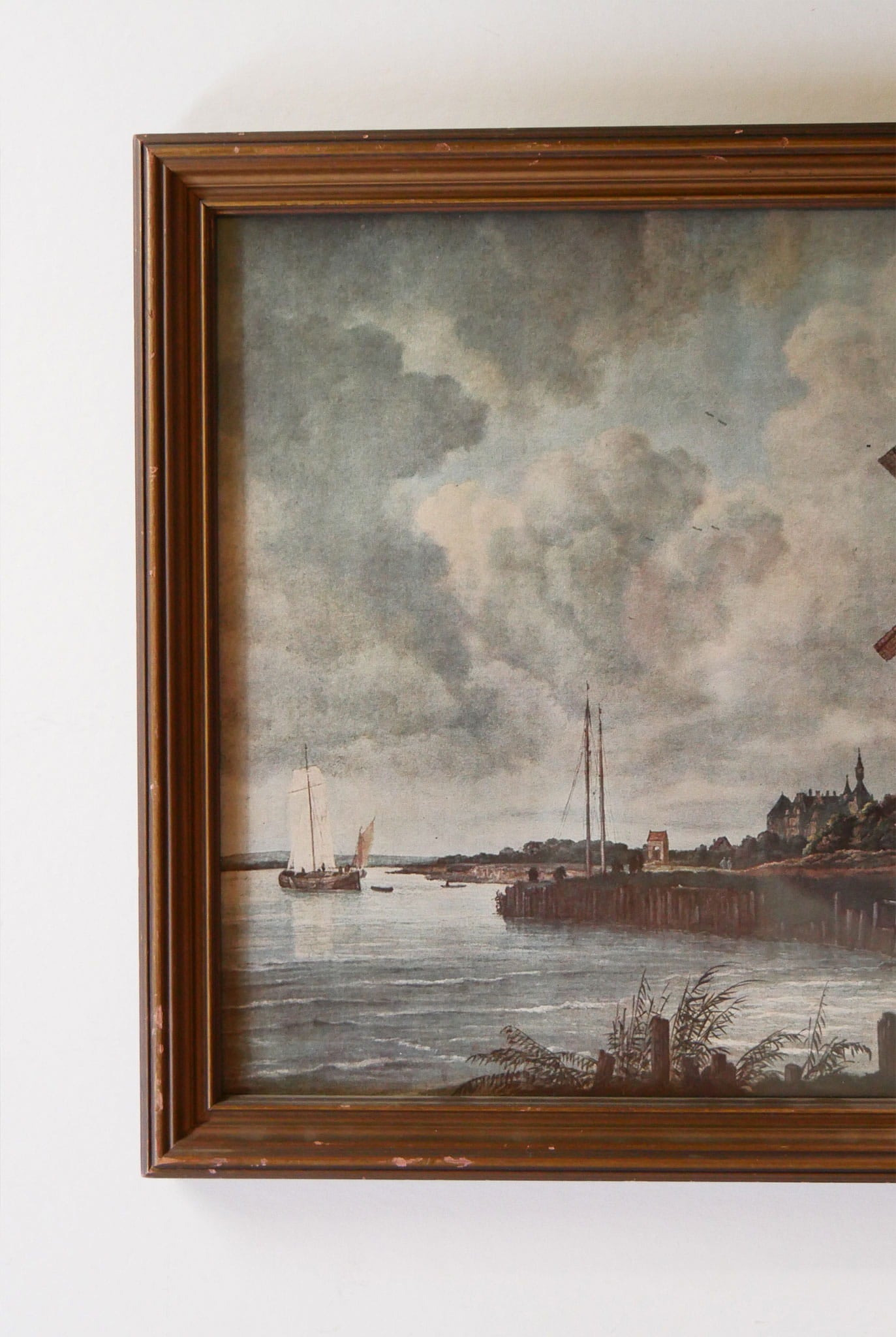 Vintage Dutch Windmill by the Coast Print