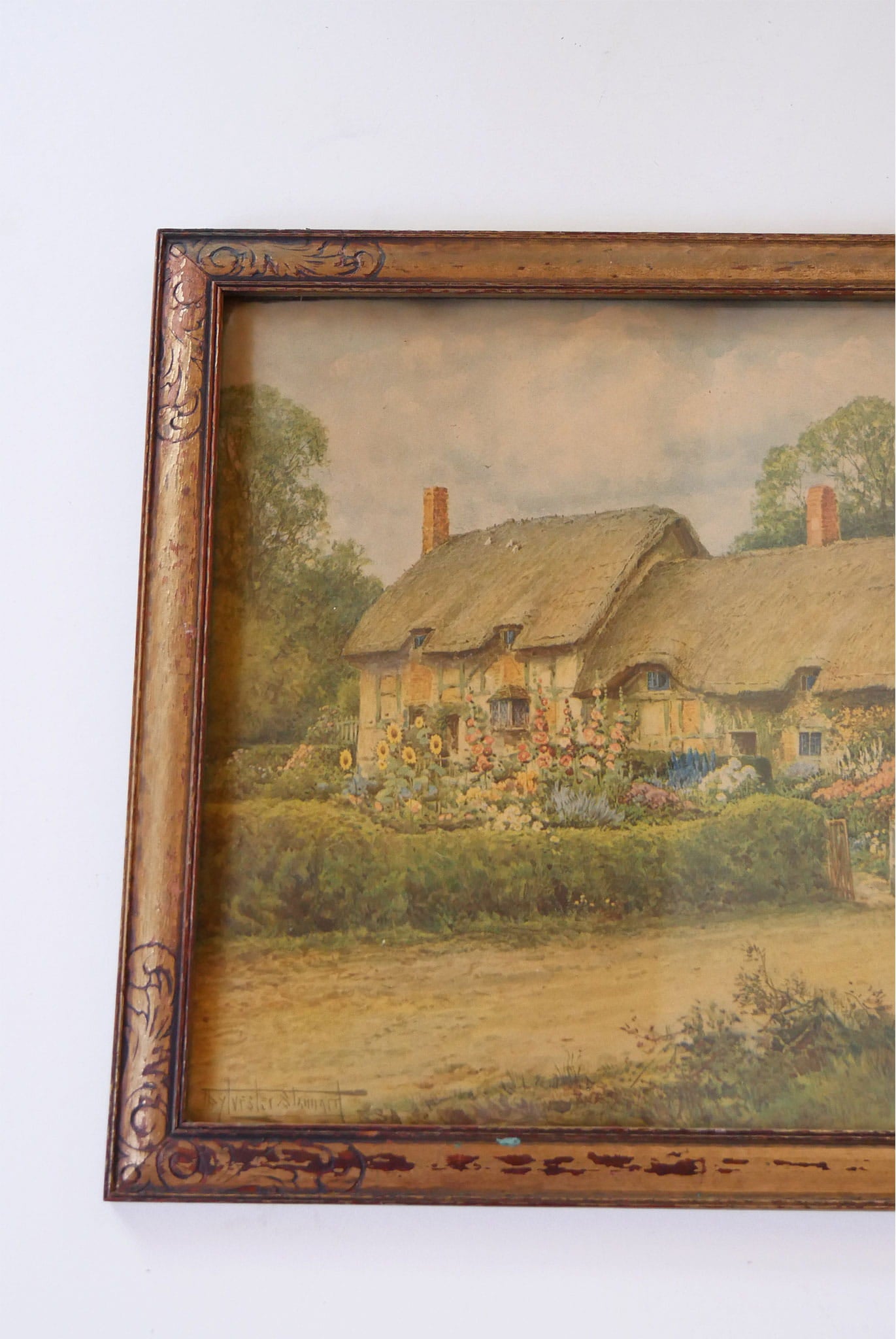 Vintage Framed English Cottage Landscape Print, Vintage Cottage Wall Decor, Vintage COttagecore Wall Art, Vintage Cottage Wall Art, Vintage Cottage Wall Print, Vintage Cottage Print, Vintage Framed English Cottage print