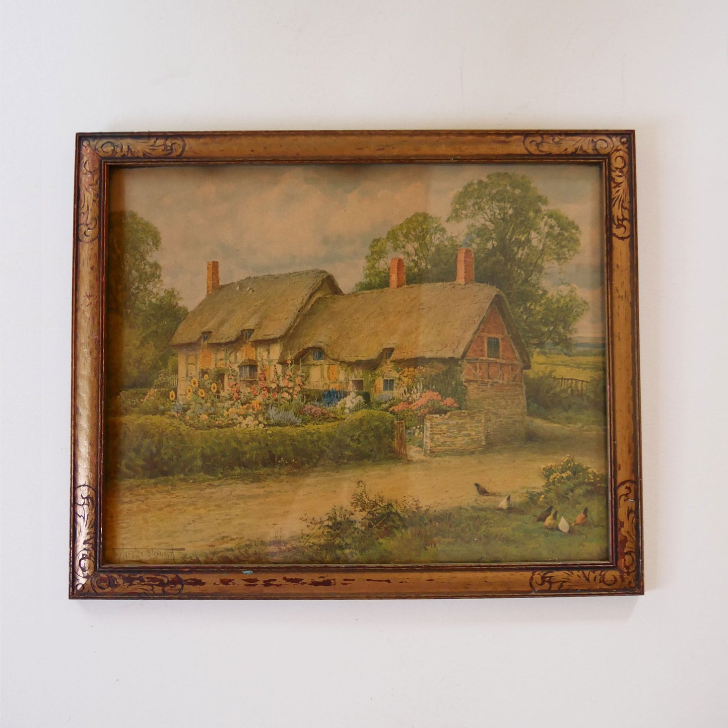 Vintage Framed English Cottage Landscape Print, Vintage Cottage Wall Decor, Vintage COttagecore Wall Art, Vintage Cottage Wall Art, Vintage Cottage Wall Print, Vintage Cottage Print, Vintage Framed English Cottage print