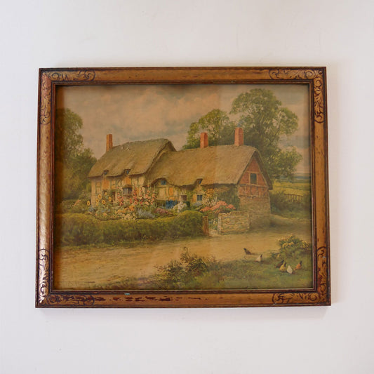 Vintage Framed English Cottage Landscape Print, Vintage Cottage Wall Decor, Vintage COttagecore Wall Art, Vintage Cottage Wall Art, Vintage Cottage Wall Print, Vintage Cottage Print, Vintage Framed English Cottage print