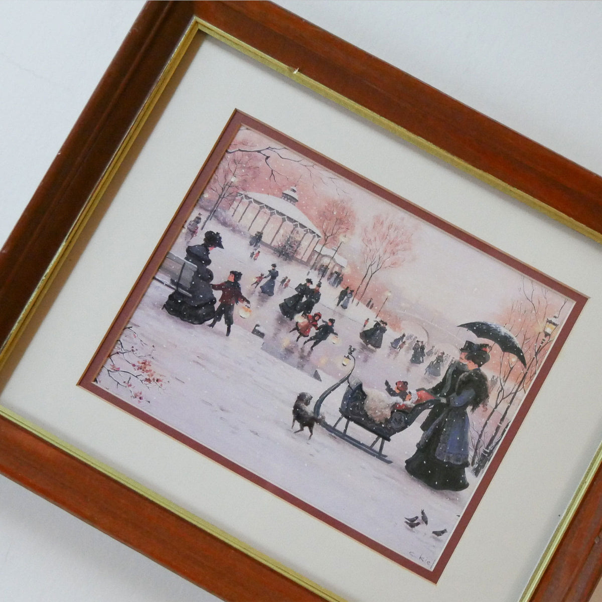 Vintage Framed “In Harmony” Ice Skating Print, Vintage Holiday Artwork, Vintage Holiday Wall Decor, Vintage Ice Skate Print, Vintage Winter Scene Wall Decor
