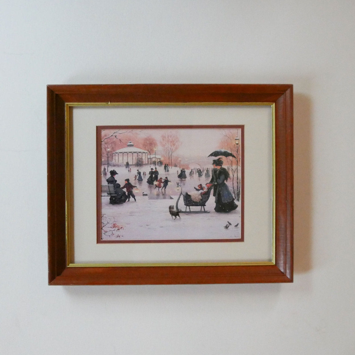 Vintage Framed “In Harmony” Ice Skating Print, Vintage Holiday Artwork, Vintage Holiday Wall Decor, Vintage Ice Skate Print, Vintage Winter Scene Wall Decor