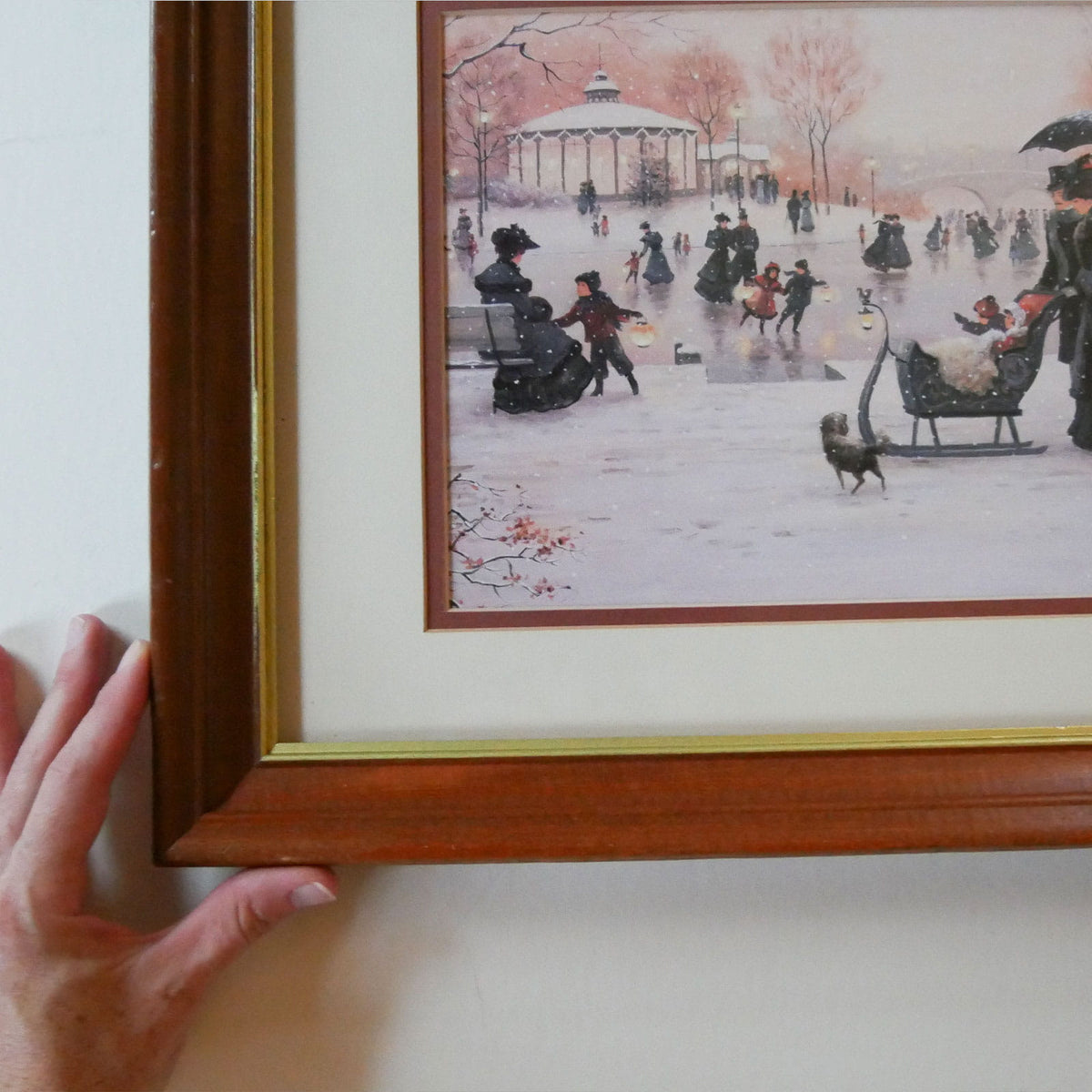 Vintage Framed “In Harmony” Ice Skating Print, Vintage Holiday Artwork, Vintage Holiday Wall Decor, Vintage Ice Skate Print, Vintage Winter Scene Wall Decor