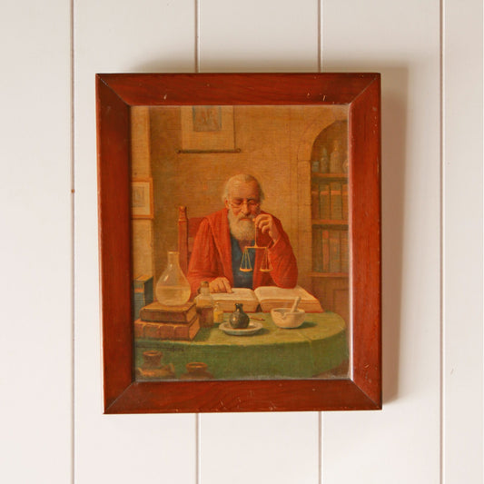 Vintage Medicine Man Frame Lithograph, Vintage Framed Lithograph, Vintage Medicine Man Artwork, Vintage Nautical Artwork, Vintage Old Man Artwork, Vintage Apothecary Artwork