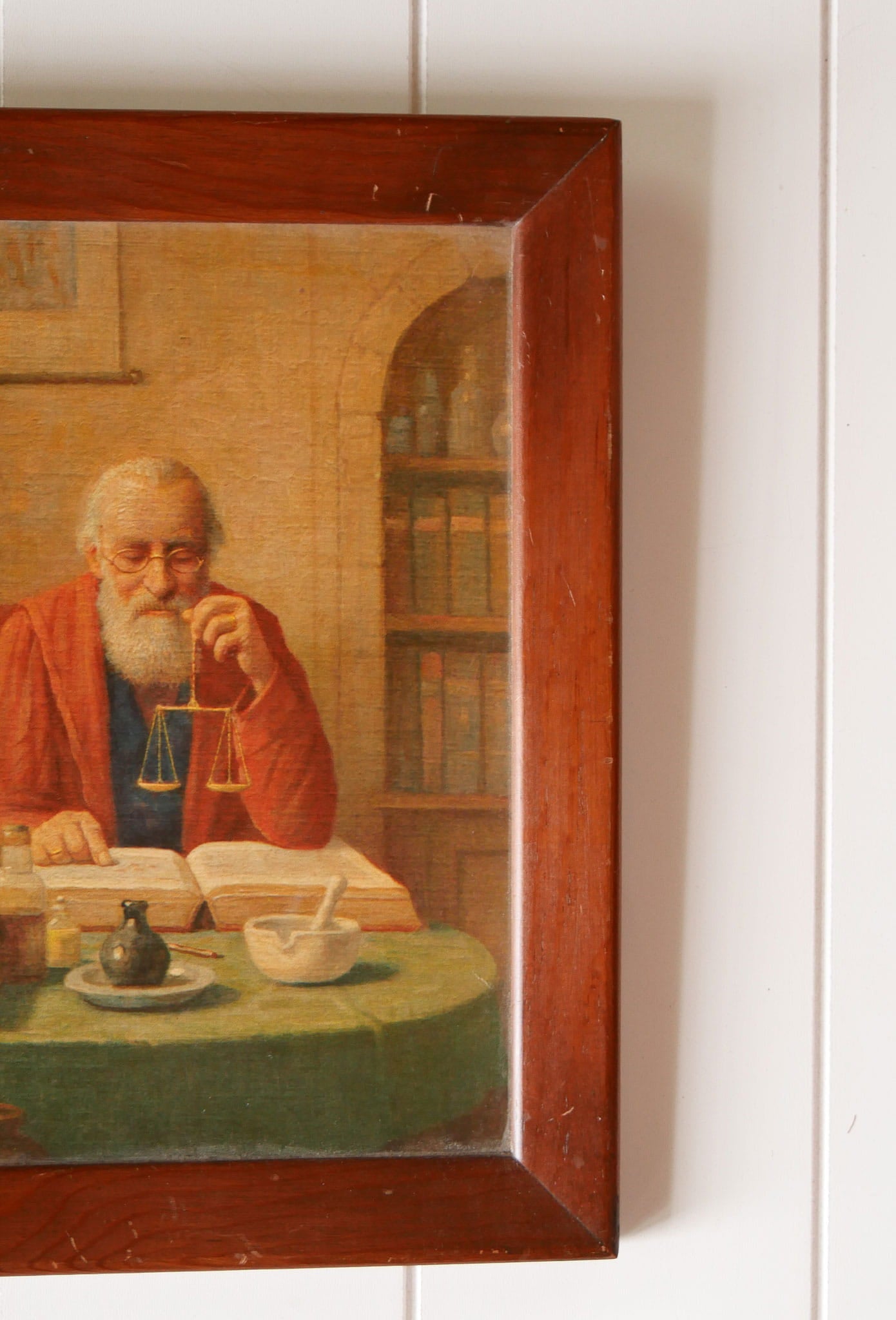 Vintage Medicine Man Frame Lithograph, Vintage Framed Lithograph, Vintage Medicine Man Artwork, Vintage Nautical Artwork, Vintage Old Man Artwork, Vintage Apothecary Artwork